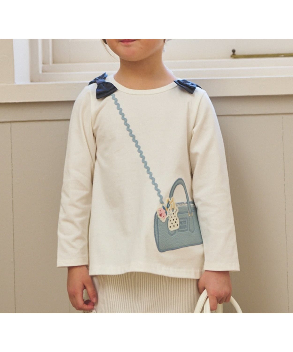 【ナルミヤ オンライン/NARUMIYA ONELINE / KIDS】のミニバッグ長袖Tシャツ インテリア・キッズ・メンズ・レディースファッション・服の通販 founy(ファニー) 　ファッション　Fashion　キッズファッション　Fashion for Kids　フレア　Flare, Flared　ポケット　Pocket, Pocket Detail　リボン　Ribbon, Bow　長袖　Long Sleeve, Full Sleeve　アイボリー|ID: prp329100004962058 ipo3291000000037226866