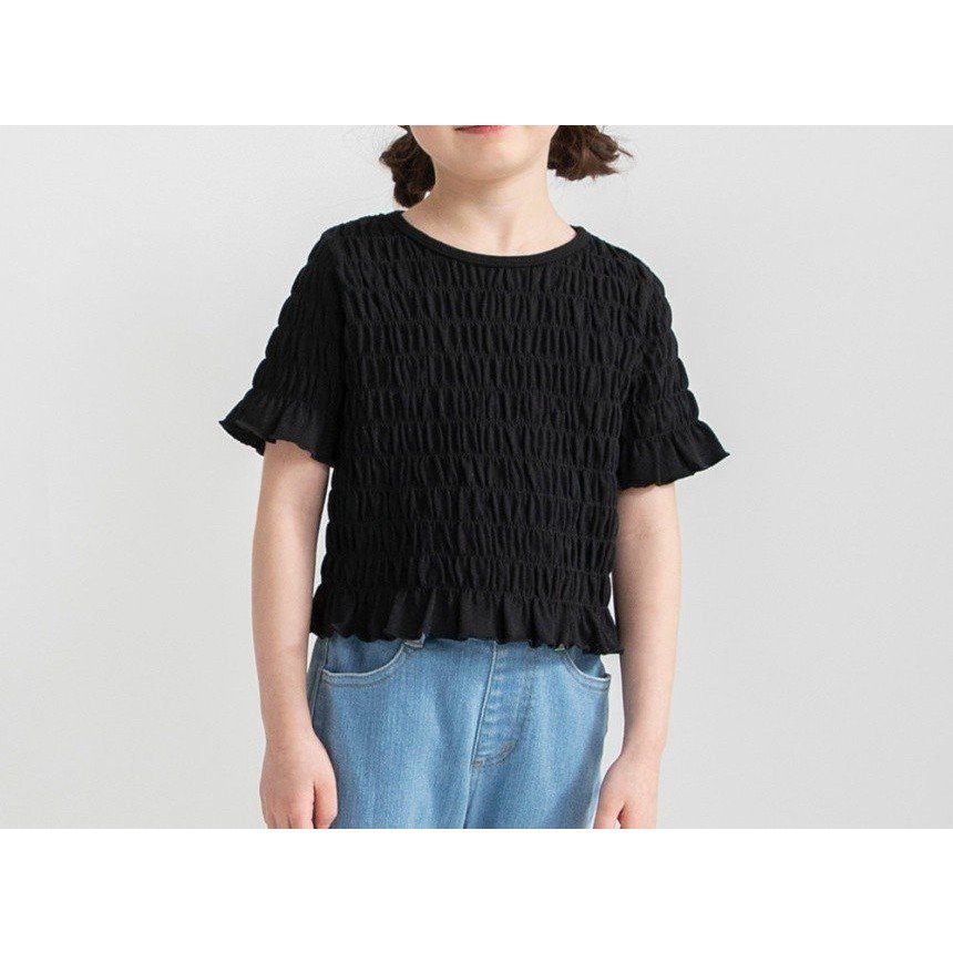 【ブランシェス/branshes / KIDS】のスモッキング半袖Tシャツ インテリア・キッズ・メンズ・レディースファッション・服の通販 founy(ファニー) 　ファッション　Fashion　キッズファッション　Fashion for Kids　おすすめ　Recommended / Our Picks　スモッキング　Smocking, Gathered Stitching　トレンド　Trend, Trending Now　ワイド　Wide, Wide Fit　半袖　Short Sleeve, Half Sleeve　ブラック|ID: prp329100004962070 ipo3291000000037226914