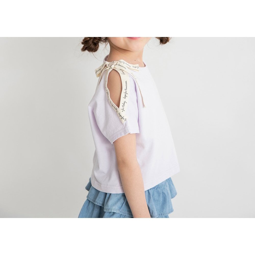 【ブランシェス/branshes / KIDS】のロゴテープリボン肩あきTシャツ インテリア・キッズ・メンズ・レディースファッション・服の通販 founy(ファニー) 　ファッション　Fashion　キッズファッション　Fashion for Kids　トレンド　Trend, Trending Now　ミックス　Mix, Mixed Style　ワイド　Wide, Wide Fit　今季　This Season, Current Season　ラベンダー|ID: prp329100004962085 ipo3291000000037227007