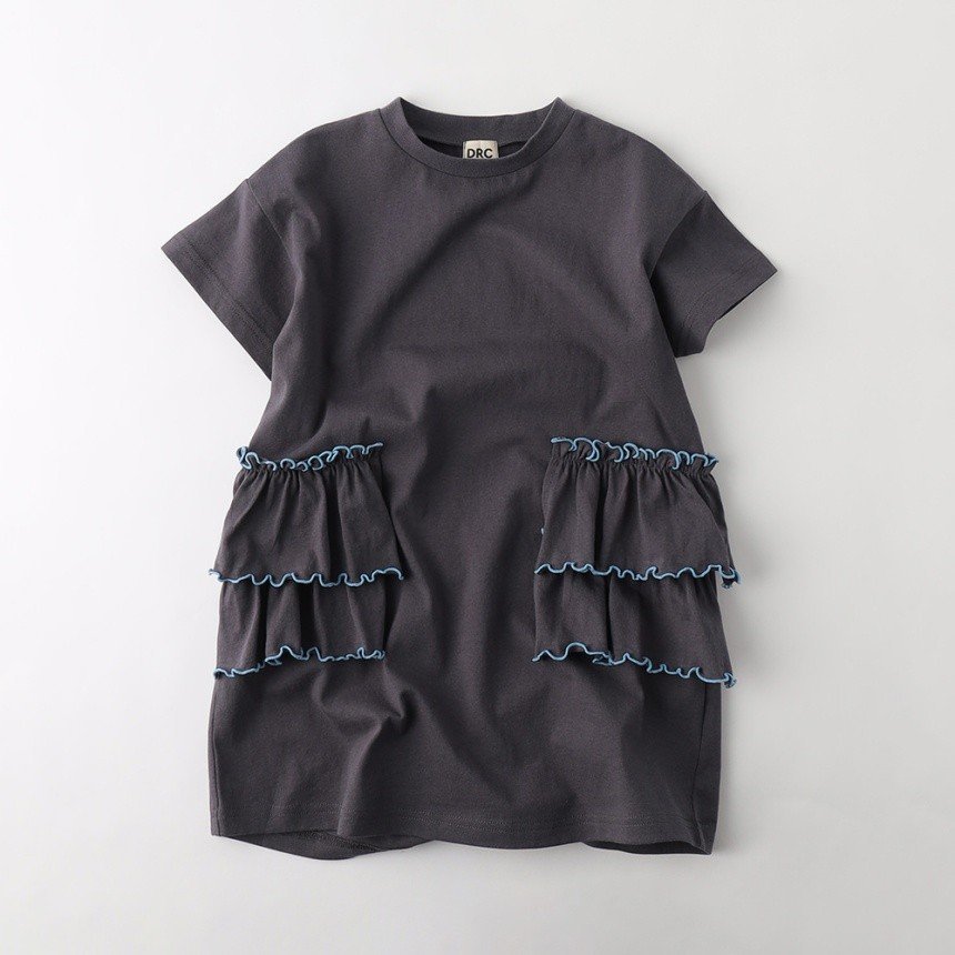 【ブランシェス/branshes / KIDS】の【WEB限定/DRC】配色メロウフリル半袖ワンピース インテリア・キッズ・メンズ・レディースファッション・服の通販 founy(ファニー) 　ファッション　Fashion　キッズファッション　Fashion for Kids　ワンピース　Dresses　コレクション　Collection, Seasonal Line　吸水　Absorbent, Quick-Dry　ボーイズ　Boyish, Boy Style　ポケット　Pocket, Pocket Detail　半袖　Short Sleeve, Half Sleeve　プチプライス・低価格　Affordable / Budget Price　おすすめ　Recommended / Our Picks　チャコールグレー|ID: prp329100004962093 ipo3291000000037227039