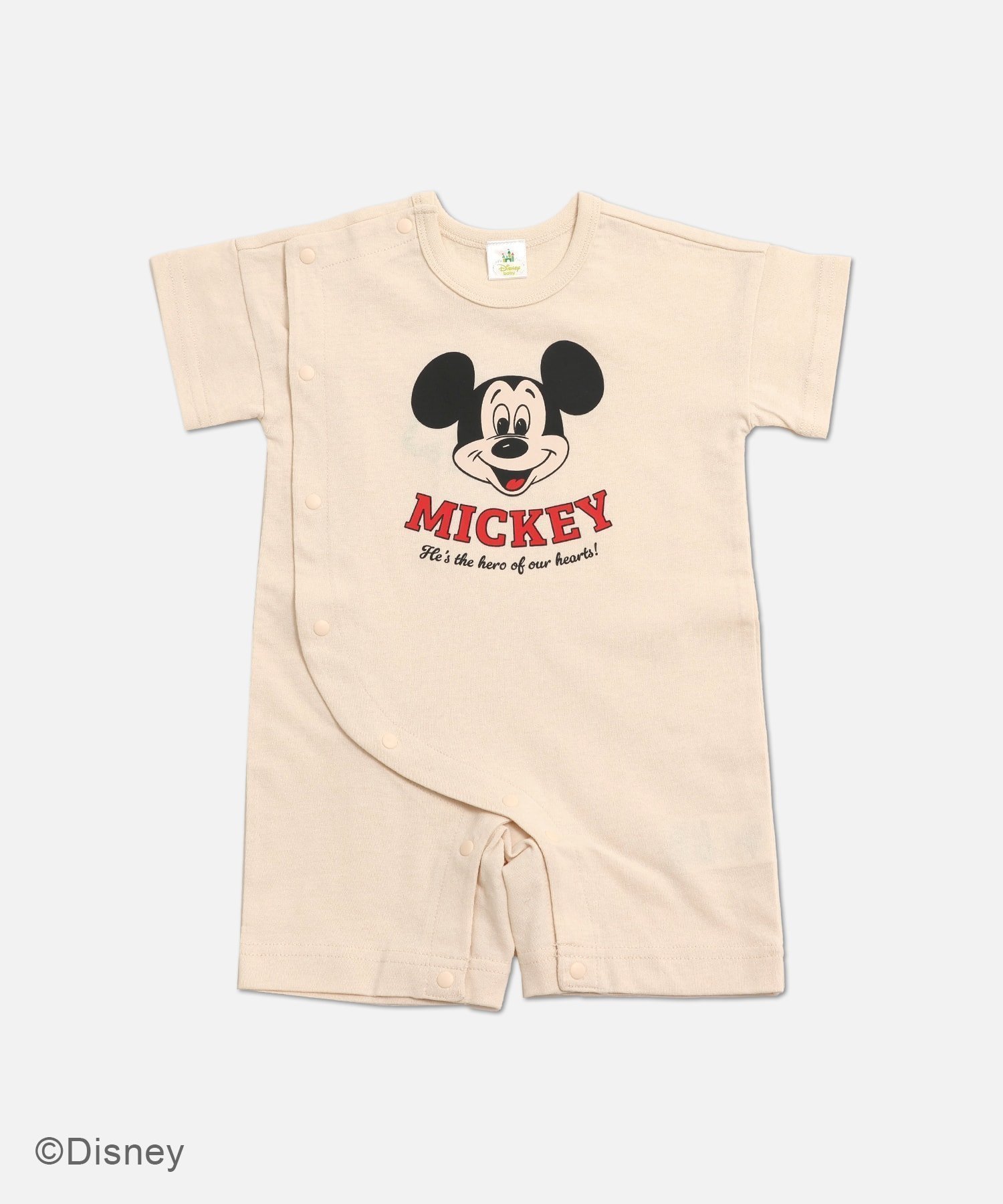 【チルツー/chil2 / KIDS】のディズニー ミッキーマウス/半袖カバーオール インテリア・キッズ・メンズ・レディースファッション・服の通販 founy(ファニー) 　ファッション　Fashion　キッズファッション　Fashion for Kids　クラシック　Classic, Timeless Style　フェイス　Face, Facial Design　ベビー　Baby, Babywear　半袖　Short Sleeve, Half Sleeve　定番　Standard, Basic Item　Cフェイス/クリーム|ID: prp329100004962115 ipo3291000000037227166