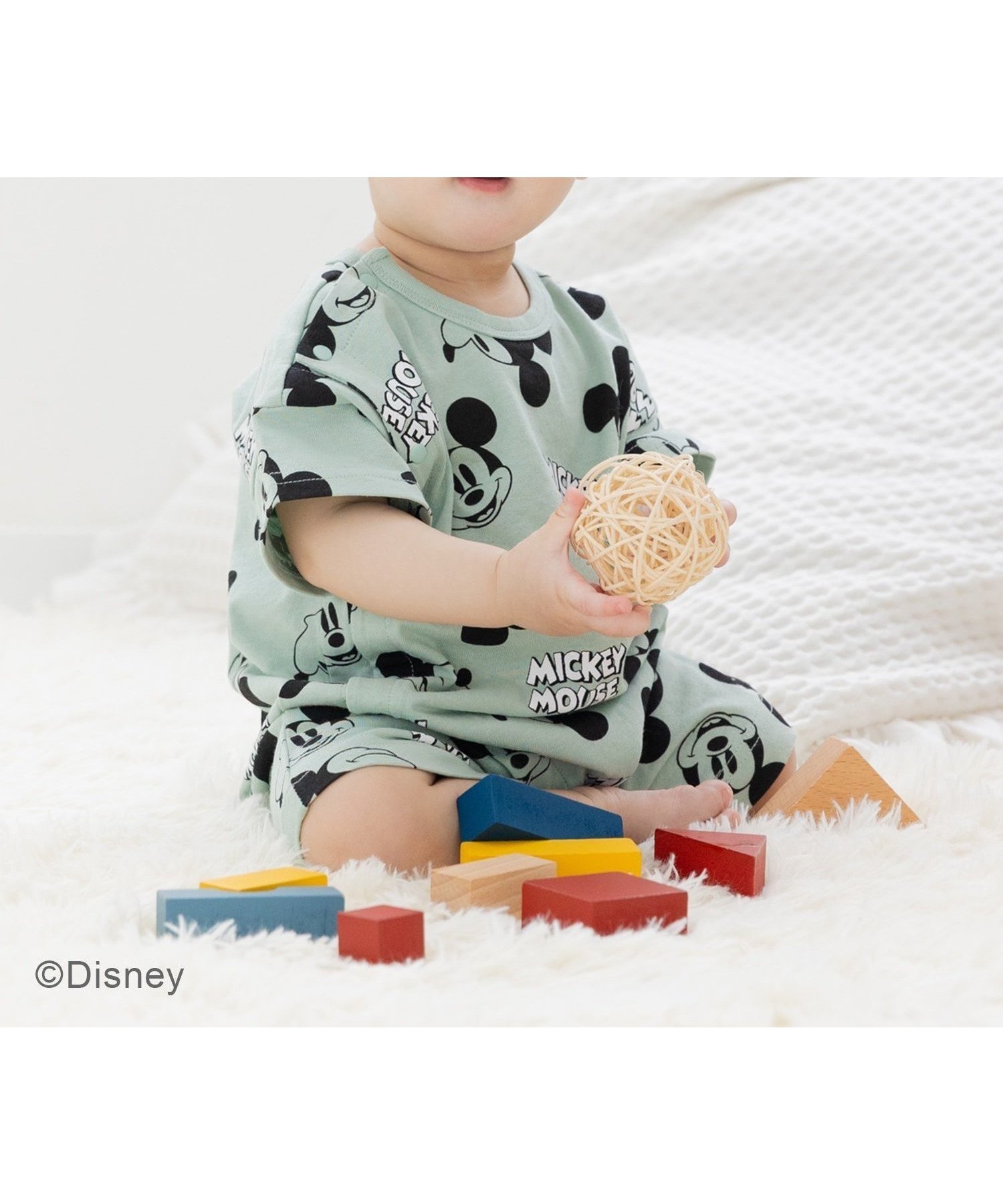 【チルツー/chil2 / KIDS】のディズニー ミッキーマウス/半袖カバーオール インテリア・キッズ・メンズ・レディースファッション・服の通販 founy(ファニー) 　ファッション　Fashion　キッズファッション　Fashion for Kids　クラシック　Classic, Timeless Style　フェイス　Face, Facial Design　ベビー　Baby, Babywear　半袖　Short Sleeve, Half Sleeve　定番　Standard, Basic Item　F総柄/ミント|ID: prp329100004962115 ipo3291000000037227169