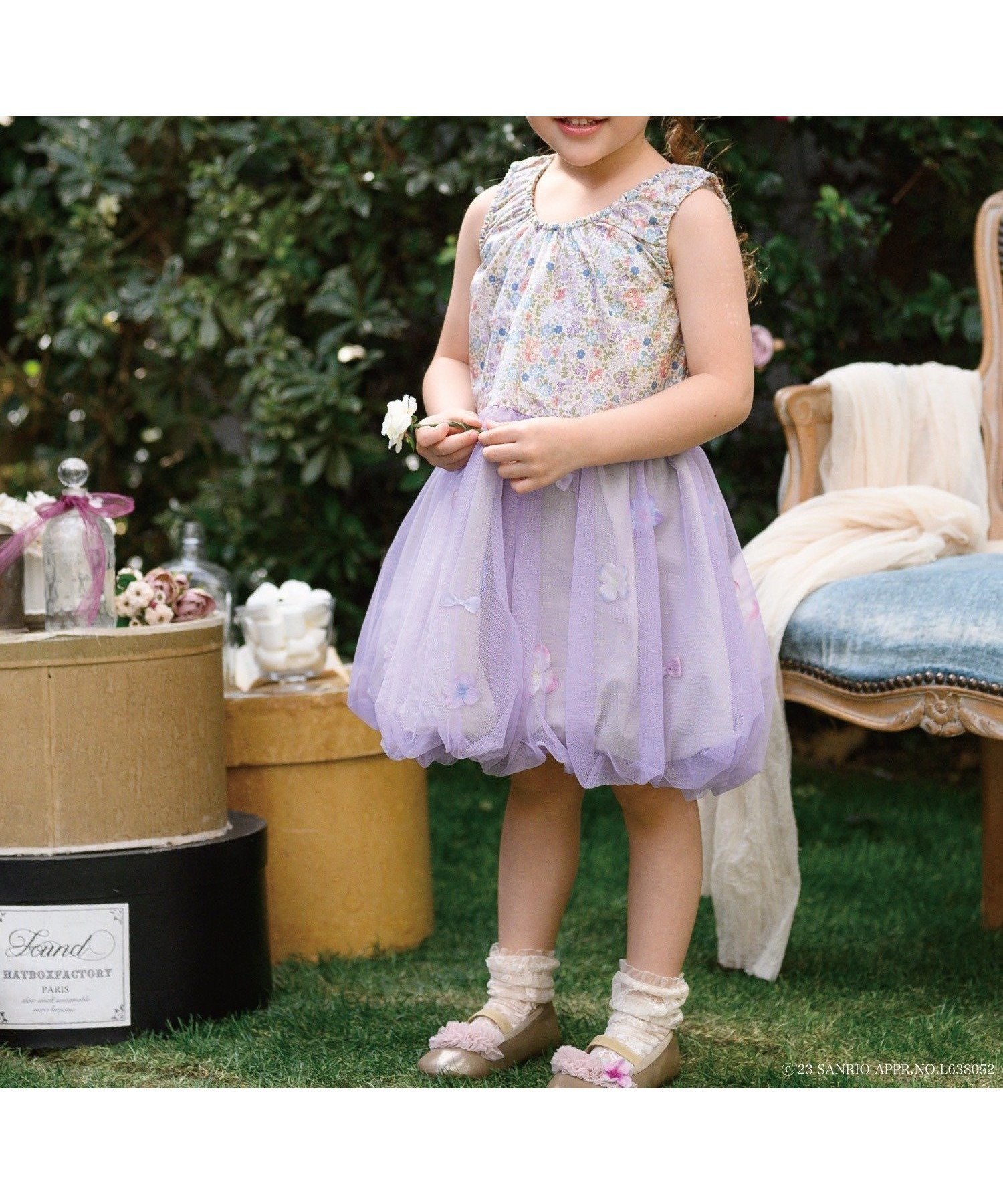 【パンパンテュテュ/panpantutu / KIDS】の【シナモロール/マイメロディ/ハローキティ/クロミ】お花とリボンのバルーンワンピ 人気、トレンドファッション・服の通販 founy(ファニー) 　ファッション　Fashion　キッズファッション　Fashion for Kids　ワンピース　Dresses　イエロー　Yellow　インナー　Innerwear　エアリー　Airy Texture　カラフル　Colorful Design　キャラクター　Character, Licensed Characters　コラボ　Collaboration, Collab　バランス　Balance, Style Balance　フォーマル　Formal, Dressy　プリント　Print, Printed Pattern　モチーフ　Motif, Design Theme　ラベンダー　Lavender　リボン　Ribbon, Bow　おすすめ　Recommended / Our Picks　 other-1|ID: prp329100004962152 ipo3291000000037227357