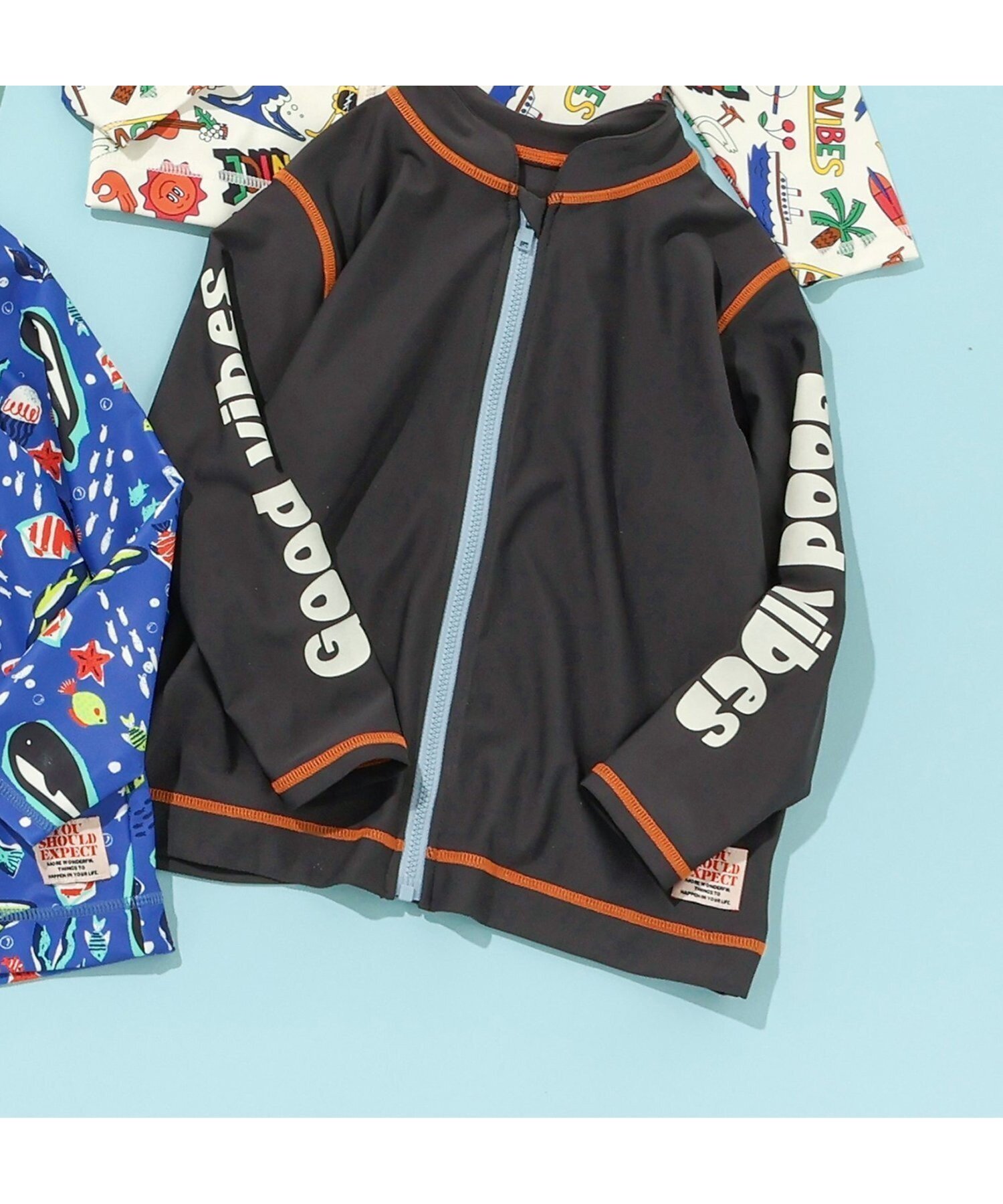 【エフオー オンラインストア/F.O.Online Store / KIDS】の【UVカット】わくわく前開きラッシュガード 人気、トレンドファッション・服の通販 founy(ファニー) 　ファッション　Fashion　キッズファッション　Fashion for Kids　おすすめ　Recommended / Our Picks　アウトドア　Outdoor Clothing　ショーツ　Shorts, Short Pants　ビーチ　Beach, Seaside　夏　Summer　 other-1|ID: prp329100004962153 ipo3291000000037227361