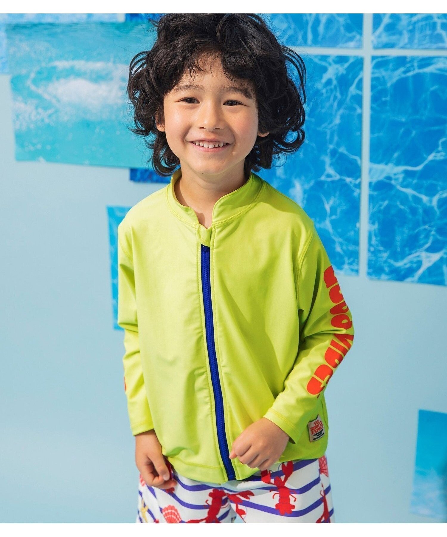 【エフオー オンラインストア/F.O.Online Store / KIDS】の【UVカット】わくわく前開きラッシュガード インテリア・キッズ・メンズ・レディースファッション・服の通販 founy(ファニー) 　ファッション　Fashion　キッズファッション　Fashion for Kids　おすすめ　Recommended / Our Picks　アウトドア　Outdoor Clothing　ショーツ　Shorts, Short Pants　ビーチ　Beach, Seaside　夏　Summer　ライム|ID: prp329100004962153 ipo3291000000037227366