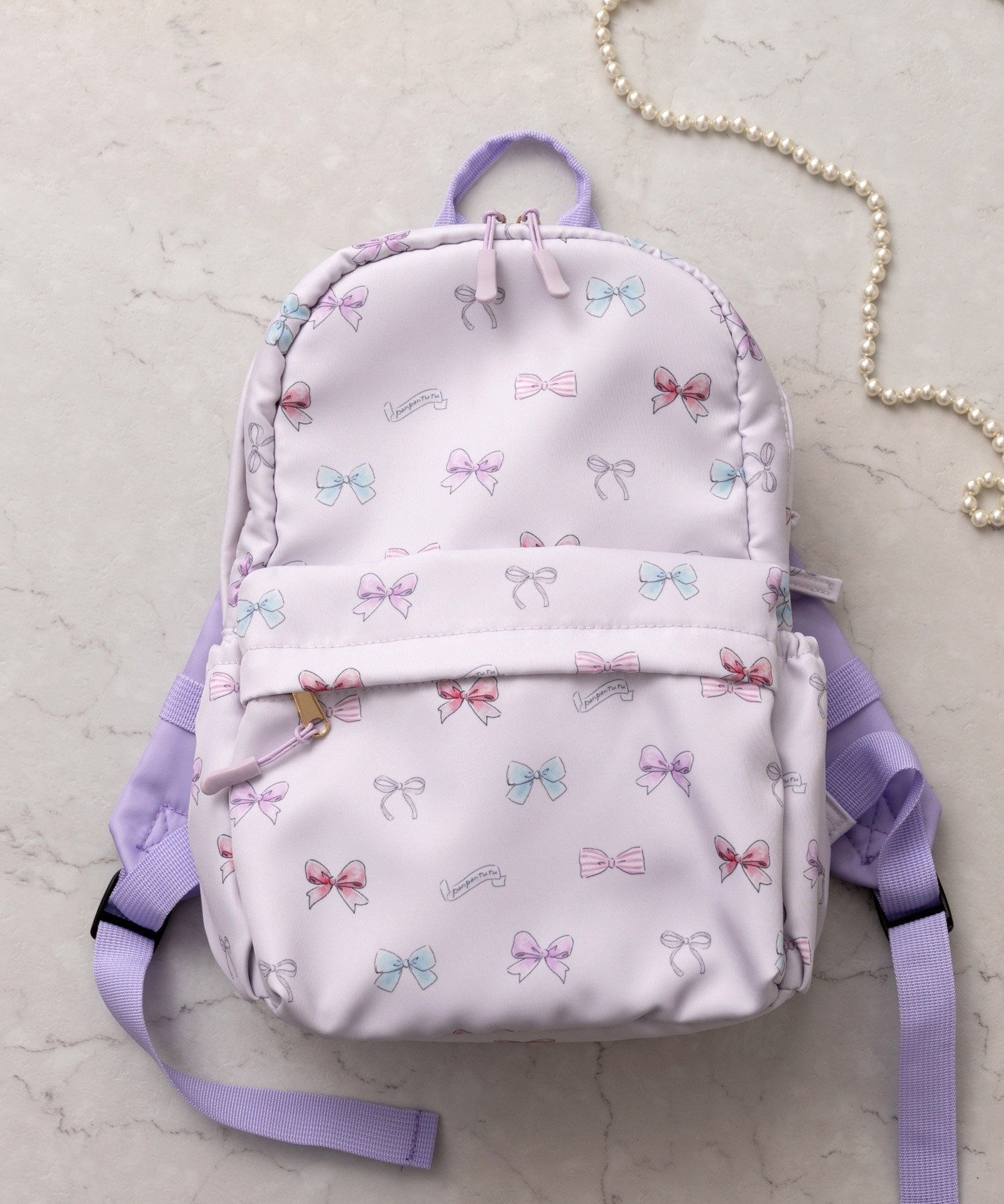 【パンパンテュテュ/panpantutu / KIDS】の撥水マルチポケットリュック【Msize】 インテリア・キッズ・メンズ・レディースファッション・服の通販 founy(ファニー) 　ファッション　Fashion　キッズファッション　Fashion for Kids　スウィート　Sweet, Cute Style　ポケット　Pocket, Pocket Detail　ラベンダー　Lavender　リボン　Ribbon, Bow　リュック　Backpack, Rucksack　ループ　Loop, Loop Knit　エレガント 上品　Elegant　リボンパレード|ID: prp329100004962166 ipo3291000000037227487