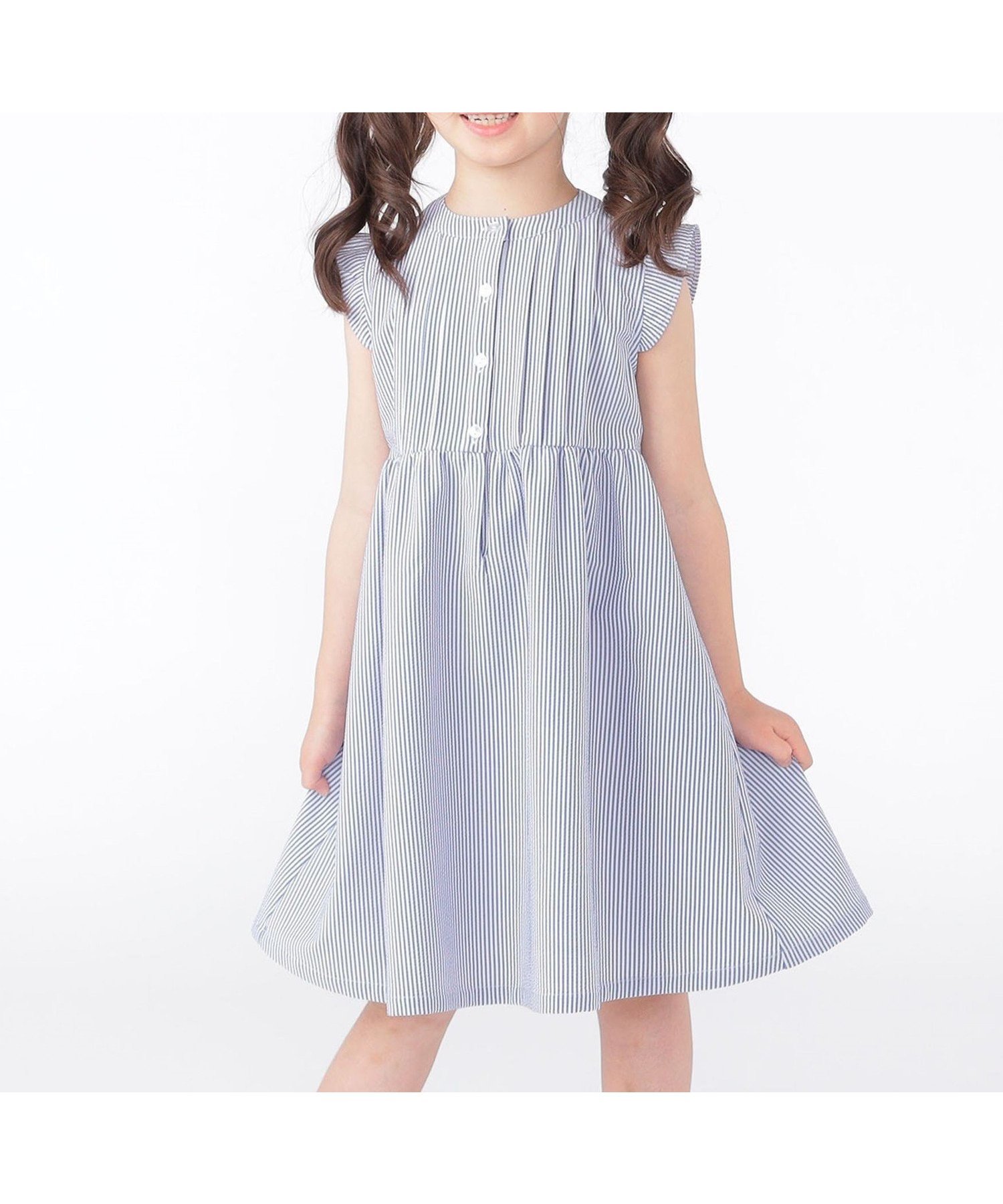 【シップス/SHIPS / KIDS】のSHIPS KIDS 100~130cm / UVカット/吸水速乾 ドライタッチ ワンピース インテリア・キッズ・メンズ・レディースファッション・服の通販 founy(ファニー) 　ファッション　Fashion　キッズファッション　Fashion for Kids　ワンピース　Dresses　春　Spring　カーディガン　Cardigan, Knitwear　吸水　Absorbent, Quick-Dry　サッカー　Seersucker, Summer Fabric　ショーツ　Shorts, Short Pants　ストライプ　Stripe, Striped Pattern　ストレッチ　Stretch, Stretchy Fabric　バランス　Balance, Style Balance　フリル　Frill, Ruffle　フロント　Front, Front Design　ポケット　Pocket, Pocket Detail　ロング　Long, Long-Length　S/S・春夏　SS, Spring/Summer, Warm Season　夏　Summer　エレガント 上品　Elegant　ギフト プレゼント　Gift / Present　ブルー系|ID: prp329100004962205 ipo3291000000037227714