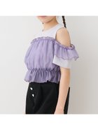 【コカ/coca / KIDS】のキッズ ドッキングリブ肩あきトップス 人気、トレンドファッション・服の通販 founy(ファニー) ファッション Fashion キッズファッション Fashion for Kids トップス・カットソー Cut & Sew Tops カットソー Cut and Sewn Top ガーリー Girly, Feminine Style ショート Short, Short Length ダウン Down, Puffer チュール Tulip, Tulip Motif デニム Denim, Jeans Material ドッキング Docking, Mixed Material フィット Fit, Slim Fit フリル Frill, Ruffle ポケット Pocket, Pocket Detail 半袖 Short Sleeve, Half Sleeve 2026年 2026 2026春夏・S/S Spring/Summer 2026 SS26 thumbnail Purple|ID: prp329100004962210 ipo3291000000037227737