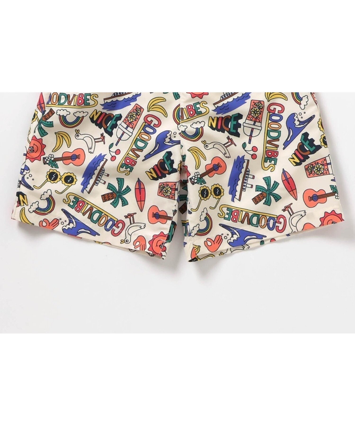 【エフオー オンラインストア/F.O.Online Store / KIDS】の【UVカット】無地・総柄わくわくビーチショーツ インテリア・キッズ・メンズ・レディースファッション・服の通販 founy(ファニー) 　ファッション　Fashion　キッズファッション　Fashion for Kids　アウトドア　Outdoor Clothing　ショーツ　Shorts, Short Pants　ビーチ　Beach, Seaside　夏　Summer　定番　Standard, Basic Item　無地　Plain, Solid Color　アイボリー|ID: prp329100004962233 ipo3291000000037227883