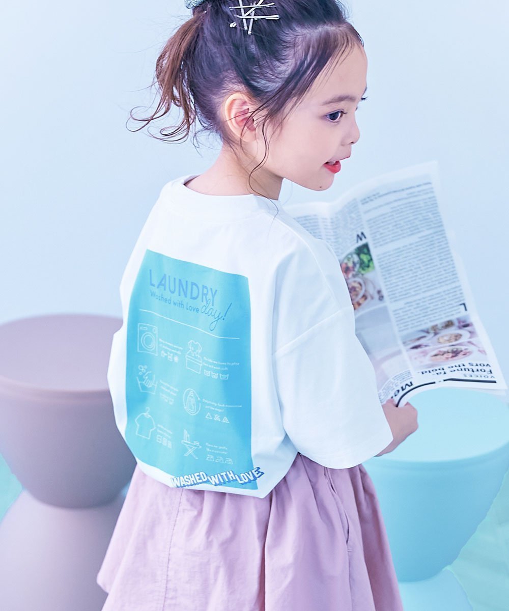【デビロック/devirock / KIDS】の【イージーウォッシュ】防汚 デビラボ BIGシルエット プリント 半袖Tシャツ 26SS インテリア・キッズ・メンズ・レディースファッション・服の通販 founy(ファニー) 　ファッション　Fashion　キッズファッション　Fashion for Kids　ストレッチ　Stretch, Stretchy Fabric　トレンド　Trend, Trending Now　なめらか　Smooth, Silky Texture　フレア　Flare, Flared　プリント　Print, Printed Pattern　ベーシック　Basic, Essential　半袖　Short Sleeve, Half Sleeve　おすすめ　Recommended / Our Picks　夏　Summer　2026年　2026　2026春夏・S/S　Spring/Summer 2026 SS26　009-ランドリー-ホワイト|ID: prp329100004962253 ipo3291000000037227975