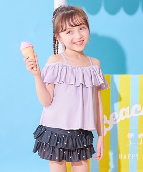 【デビロック/devirock / KIDS】の3WAYで着られる UVカット オフショルセットアップ水着 子供服 キッズ 女の子 海 26SS 大人の最旬トレンドファッション＆コーディネート founy(ファウニー) ファッション Fashion キッズファッション Fashion for Kids ストレッチ Stretch, Stretchy Fabric フィット Fit, Slim Fit フリル Frill, Ruffle プリント Print, Printed Pattern 水着 Swimsuit, Swimwear 2026年 2026 2026春夏・S/S Spring/Summer 2026 SS26 |ID:prp329100004962254