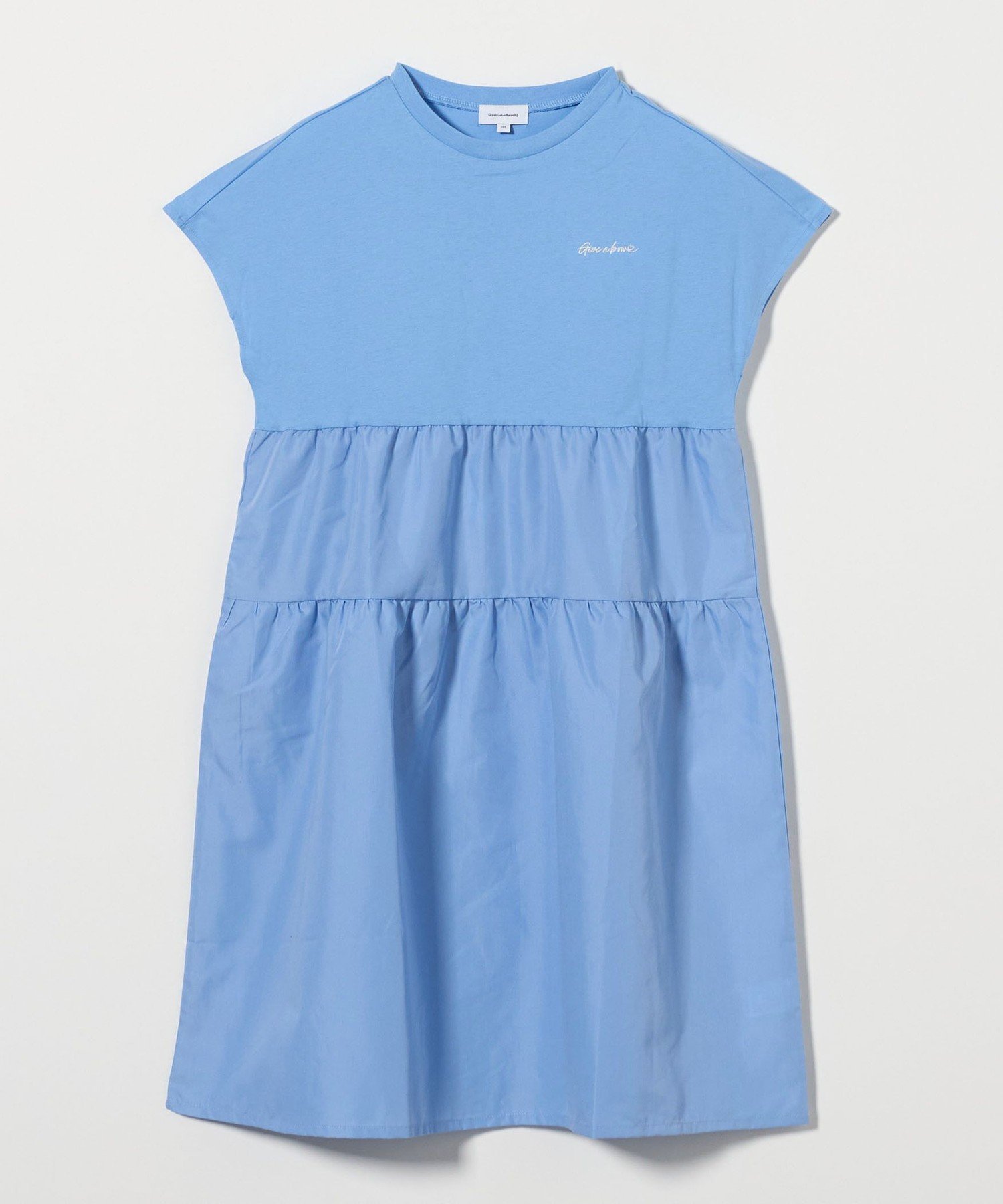 【ユナイテッドアローズ/UNITED ARROWS / KIDS】の天竺*布帛 プリント ワンピース / キッズ 140cm-160cm 人気、トレンドファッション・服の通販 founy(ファニー) 　ファッション　Fashion　キッズファッション　Fashion for Kids　ワンピース　Dresses　シューズ　Shoes, Footwear　ティアードスカート　Tiered Skirt, Flounced Skirt　ドッキング　Docking, Mixed Material　フロント　Front, Front Design　プリント　Print, Printed Pattern　モチーフ　Motif, Design Theme　無地　Plain, Solid Color　アウトレット　Outlet / Clearance　 other-1|ID: prp329100004962258 ipo3291000000037228018