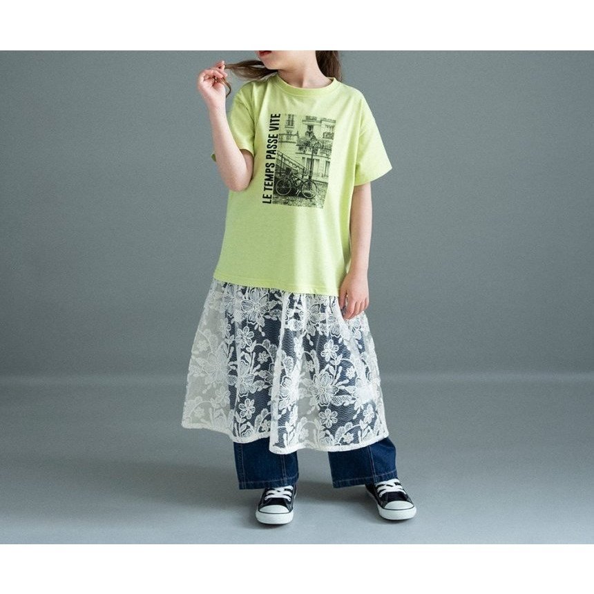 【ブランシェス/branshes / KIDS】の【WEB限定】レースドッキングワンピース インテリア・キッズ・メンズ・レディースファッション・服の通販 founy(ファニー) 　ファッション　Fashion　キッズファッション　Fashion for Kids　ワンピース　Dresses　おすすめ　Recommended / Our Picks　デニム　Denim, Jeans Material　ドッキング　Docking, Mixed Material　ポケット　Pocket, Pocket Detail　レース　Lace, Lace Fabric　ライム|ID: prp329100004962267 ipo3291000000037228056