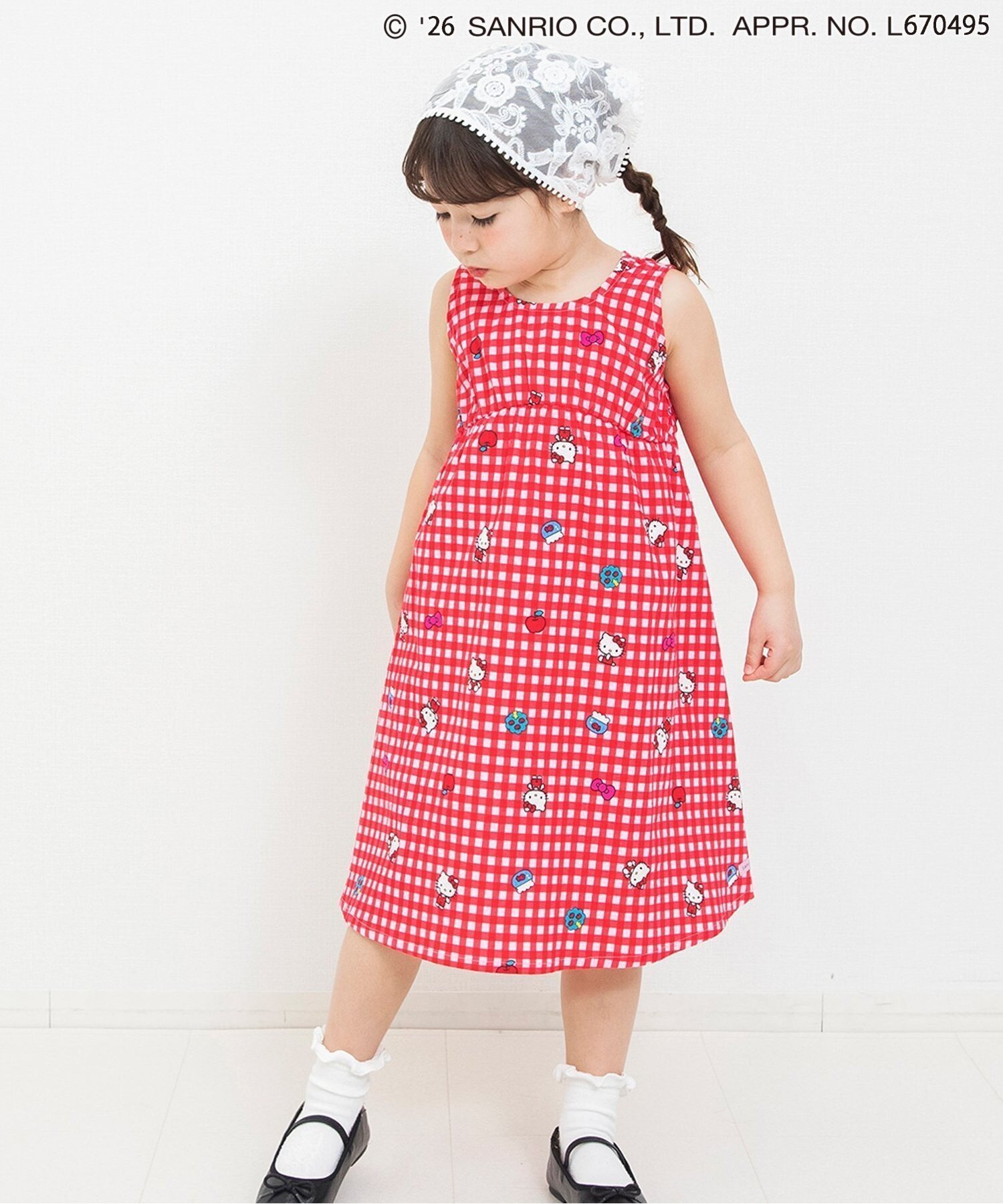 【エフオー オンラインストア/F.O.Online Store / KIDS】の【リンク】サンリオキャラクターズ 総柄ワンピース インテリア・キッズ・メンズ・レディースファッション・服の通販 founy(ファニー) 　ファッション　Fashion　キッズファッション　Fashion for Kids　ワンピース　Dresses　ギンガム　Gingham, Gingham Fabric　フレア　Flare, Flared　プリント　Print, Printed Pattern　ベビー　Baby, Babywear　人気　Popular, Best Seller　夏　Summer　レッド|ID: prp329100004962268 ipo3291000000037228060