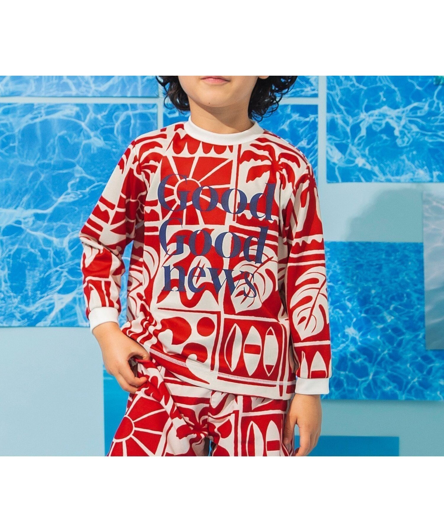 【エフオー オンラインストア/F.O.Online Store / KIDS】の【UVカット】わくわく長袖ラッシュガード インテリア・キッズ・メンズ・レディースファッション・服の通販 founy(ファニー) 　ファッション　Fashion　キッズファッション　Fashion for Kids　おすすめ　Recommended / Our Picks　アウトドア　Outdoor Clothing　ショーツ　Shorts, Short Pants　ストライプ　Stripe, Striped Pattern　ビーチ　Beach, Seaside　夏　Summer　長袖　Long Sleeve, Full Sleeve　レッド|ID: prp329100004962273 ipo3291000000037228081