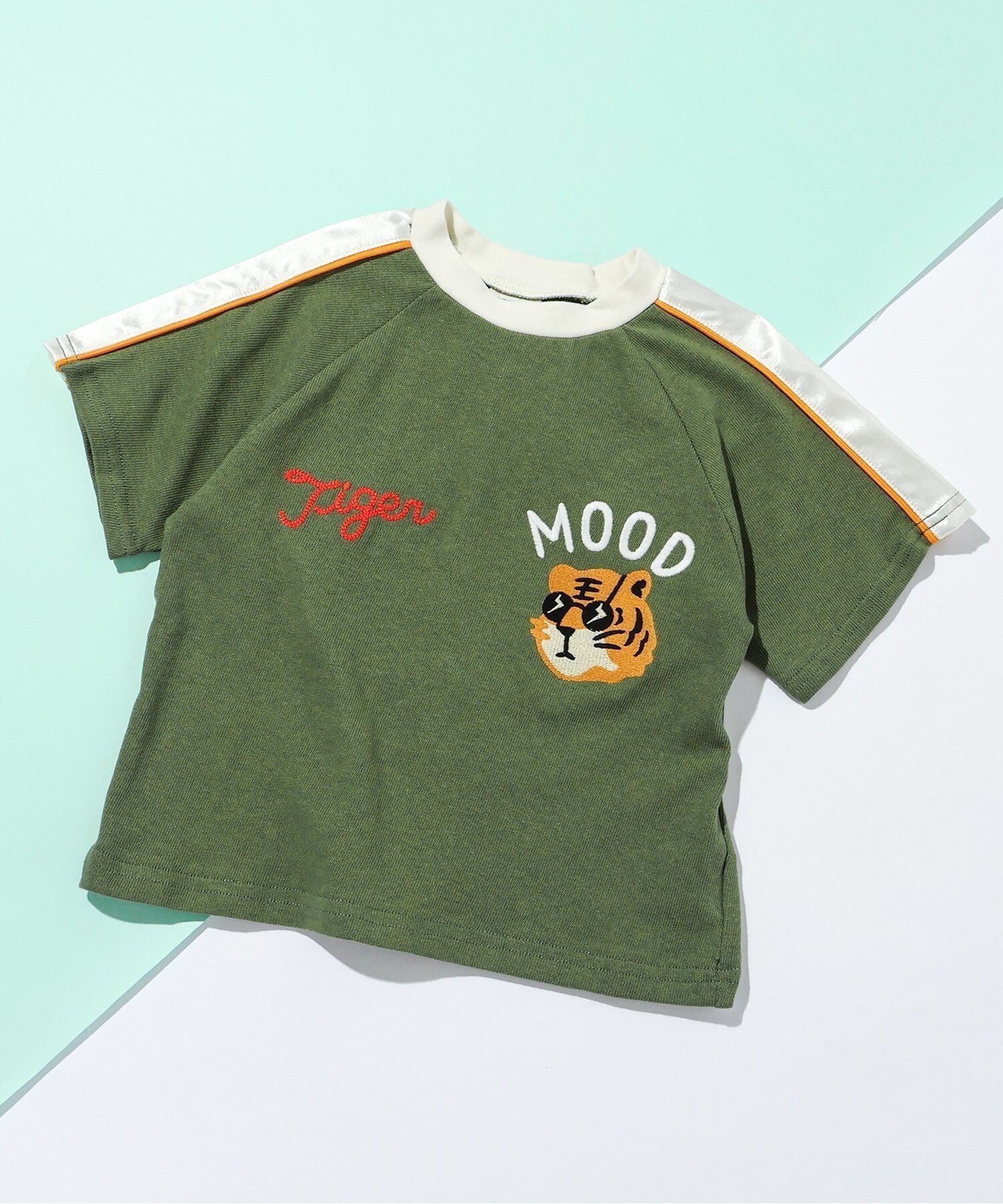 【エフオー オンラインストア/F.O.Online Store / KIDS】のスカジャン風Tシャツ(セットアップ可) インテリア・キッズ・メンズ・レディースファッション・服の通販 founy(ファニー) 　ファッション　Fashion　キッズファッション　Fashion for Kids　セットアップ　Set-Up, Coordinated Outfit　プリント　Print, Printed Pattern　人気　Popular, Best Seller　半袖　Short Sleeve, Half Sleeve　カーキ|ID: prp329100004962275 ipo3291000000037228087