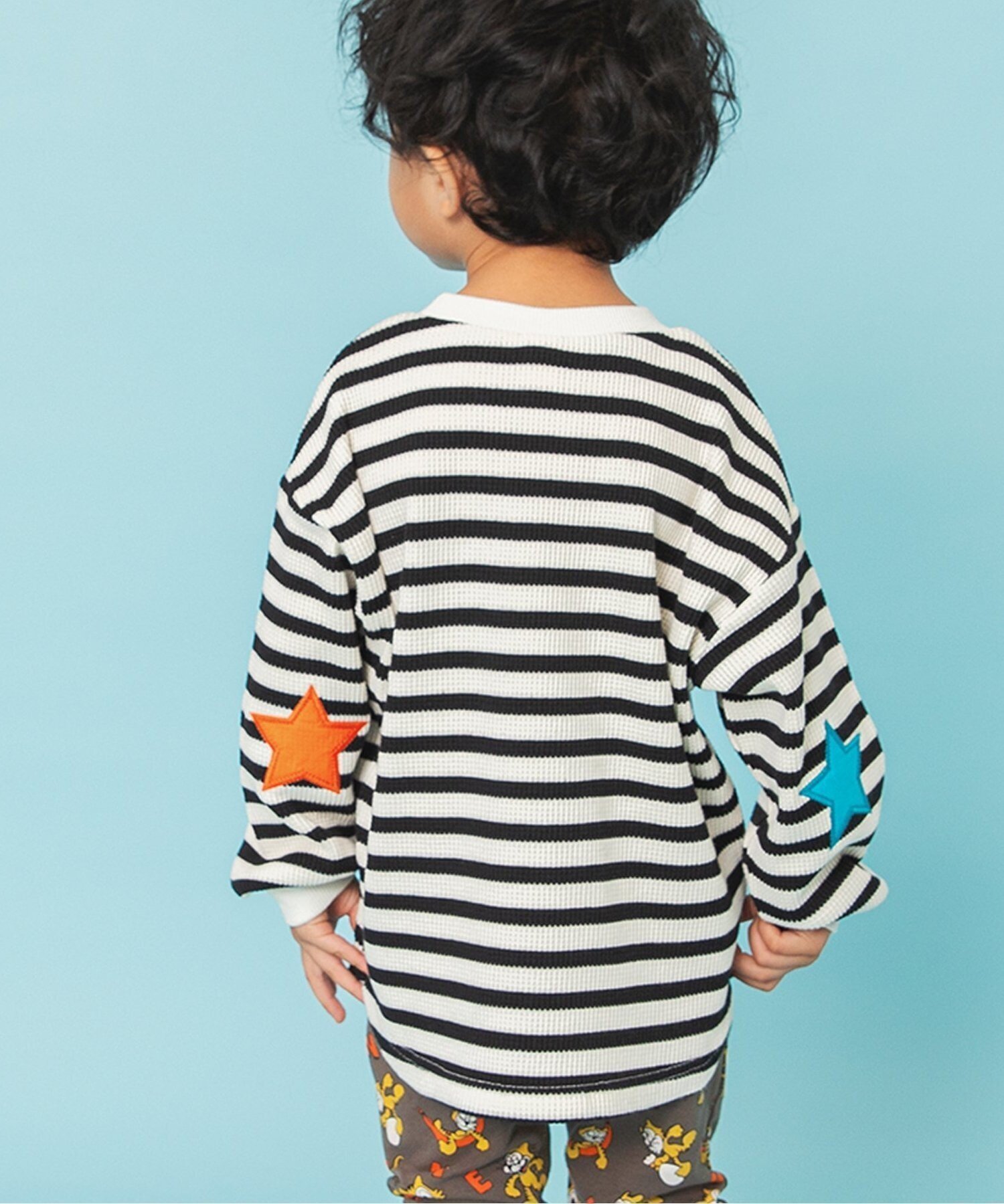 【エフオー オンラインストア/F.O.Online Store / KIDS】の【リンク】エルボ パッチロンT インテリア・キッズ・メンズ・レディースファッション・服の通販 founy(ファニー) 　ファッション　Fashion　キッズファッション　Fashion for Kids　パッチ　Patch, Appliqué　人気　Popular, Best Seller　長袖　Long Sleeve, Full Sleeve　ボーダー柄|ID: prp329100004962276 ipo3291000000037228091
