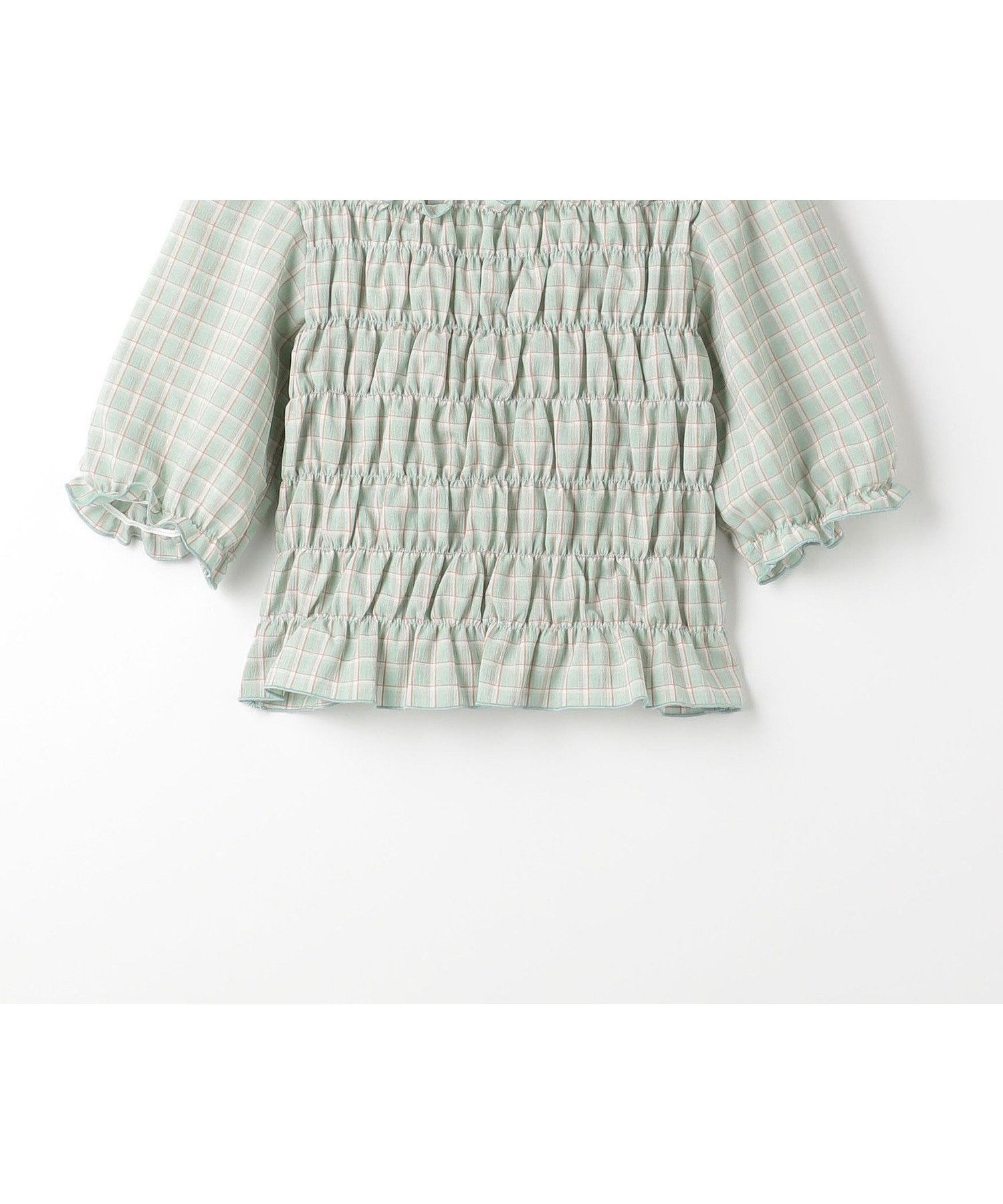 【ユナイテッドアローズ/UNITED ARROWS / KIDS】のチェック シャーリング プルオーバー / キッズ 140cm-160cm 人気、トレンドファッション・服の通販 founy(ファニー) 　ファッション　Fashion　キッズファッション　Fashion for Kids　トップス・カットソー　Cut & Sew Tops　シャーリング　Shirring, Ruched　セットアップ　Set-Up, Coordinated Outfit　チェック　Check, Plaid, Tartan　デニム　Denim, Jeans Material　定番　Standard, Basic Item　ボトム　Bottoms, Lower Wear　アウトレット　Outlet / Clearance　おすすめ　Recommended / Our Picks　夏　Summer　 other-1|ID: prp329100004962289 ipo3291000000037228183