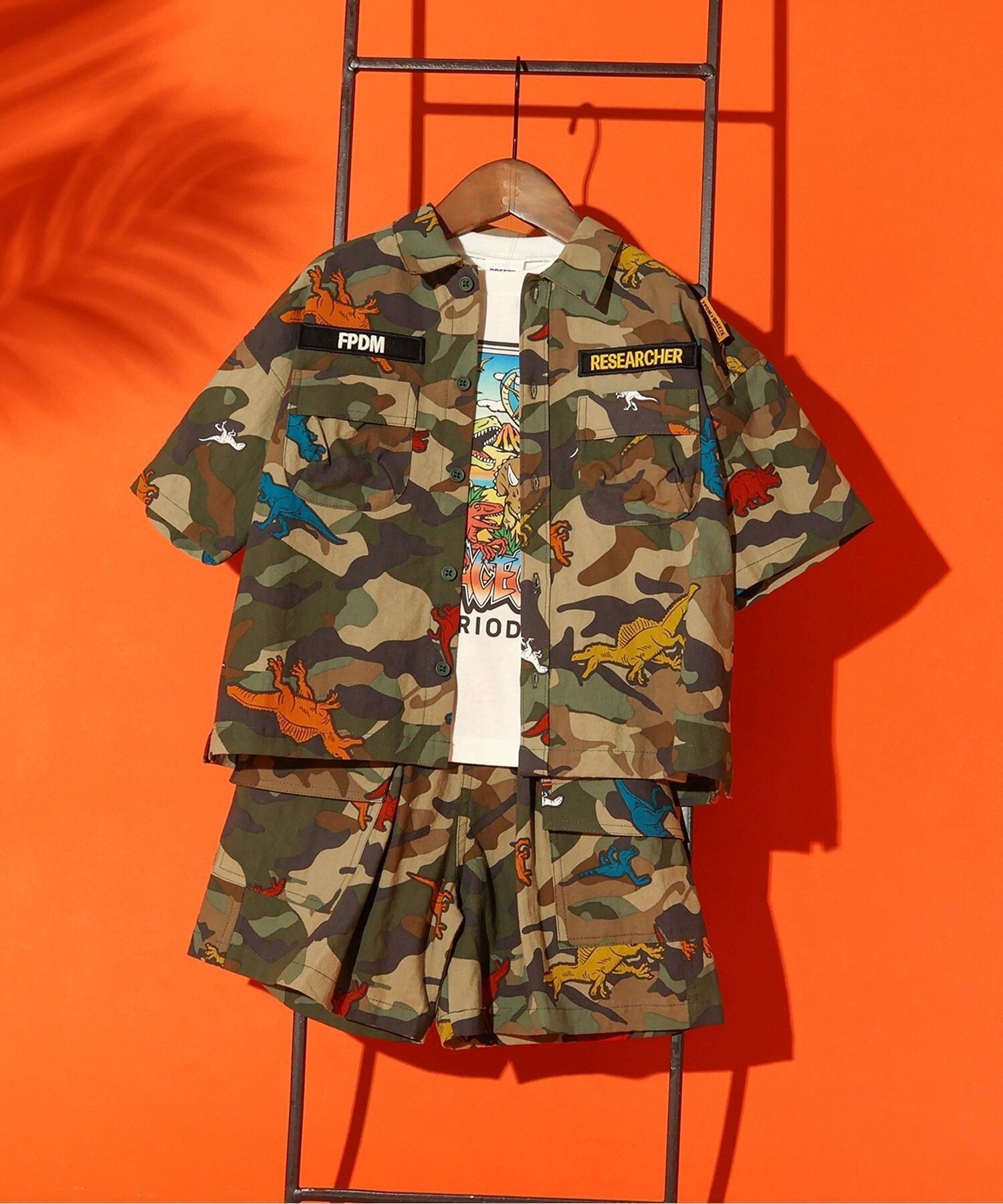 【エフオー オンラインストア/F.O.Online Store / KIDS】の【リンク】福井県立恐竜博物館コラボ セットアップ(子ども) インテリア・キッズ・メンズ・レディースファッション・服の通販 founy(ファニー) 　ファッション　Fashion　キッズファッション　Fashion for Kids　コラボ　Collaboration, Collab　セットアップ　Set-Up, Coordinated Outfit　ポケット　Pocket, Pocket Detail　カーキ|ID: prp329100004962292 ipo3291000000037228194