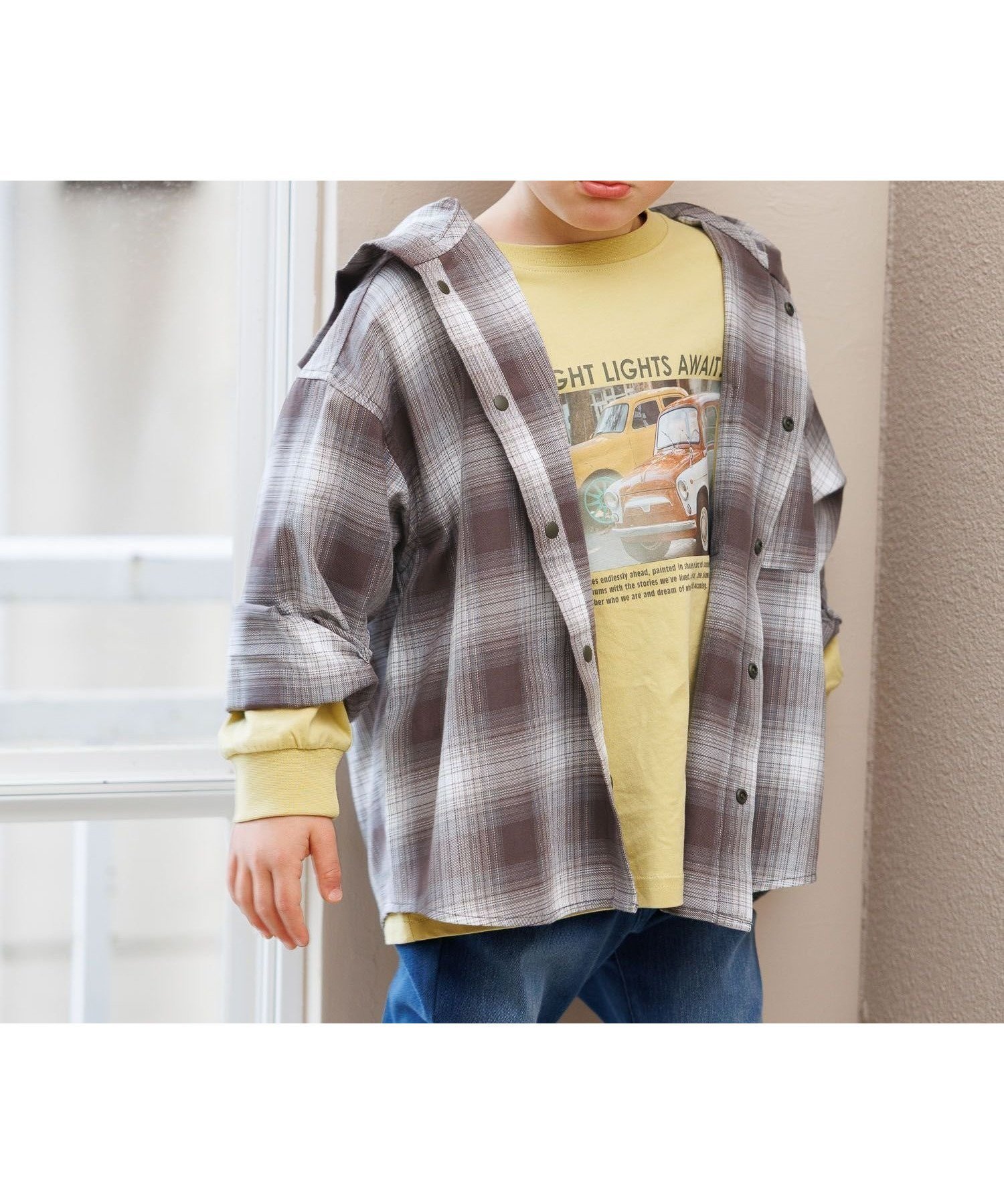 【グローバルワーク/GLOBAL WORK / KIDS】のイージケアフードシャツ長袖/100-120cm展開/643455 インテリア・キッズ・メンズ・レディースファッション・服の通販 founy(ファニー) 　ファッション　Fashion　キッズファッション　Fashion for Kids　おすすめ　Recommended / Our Picks　インナー　Innerwear　スウェット / スエット　Sweatshirt, Sweatwear　長袖　Long Sleeve, Full Sleeve　ブラウンチェック57|ID: prp329100004962330 ipo3291000000037228409