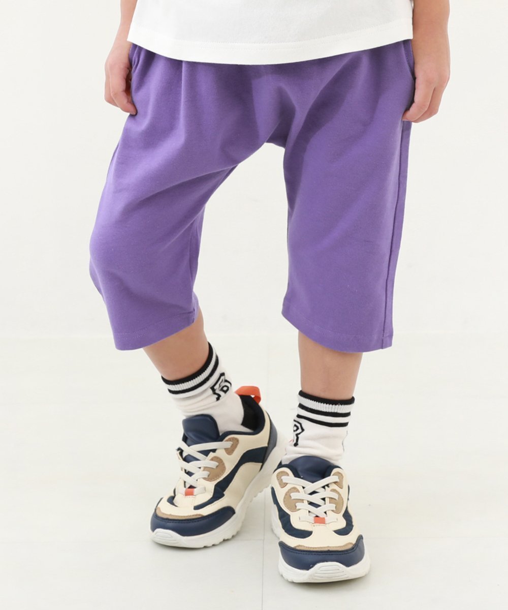 【デビロック/devirock / KIDS】の7分丈 サルエルパンツ ハーフパンツ ショートパンツ ボトムス インテリア・キッズ・メンズ・レディースファッション・服の通販 founy(ファニー) 　ファッション　Fashion　キッズファッション　Fashion for Kids　ボトムス　Bottoms　ショート　Short, Short Length　シンプル　Simple, Minimal　ストレッチ　Stretch, Stretchy Fabric　ハーフ　Half, Half-Length　プリント　Print, Printed Pattern　バイオレット|ID: prp329100004962336 ipo3291000000037228440