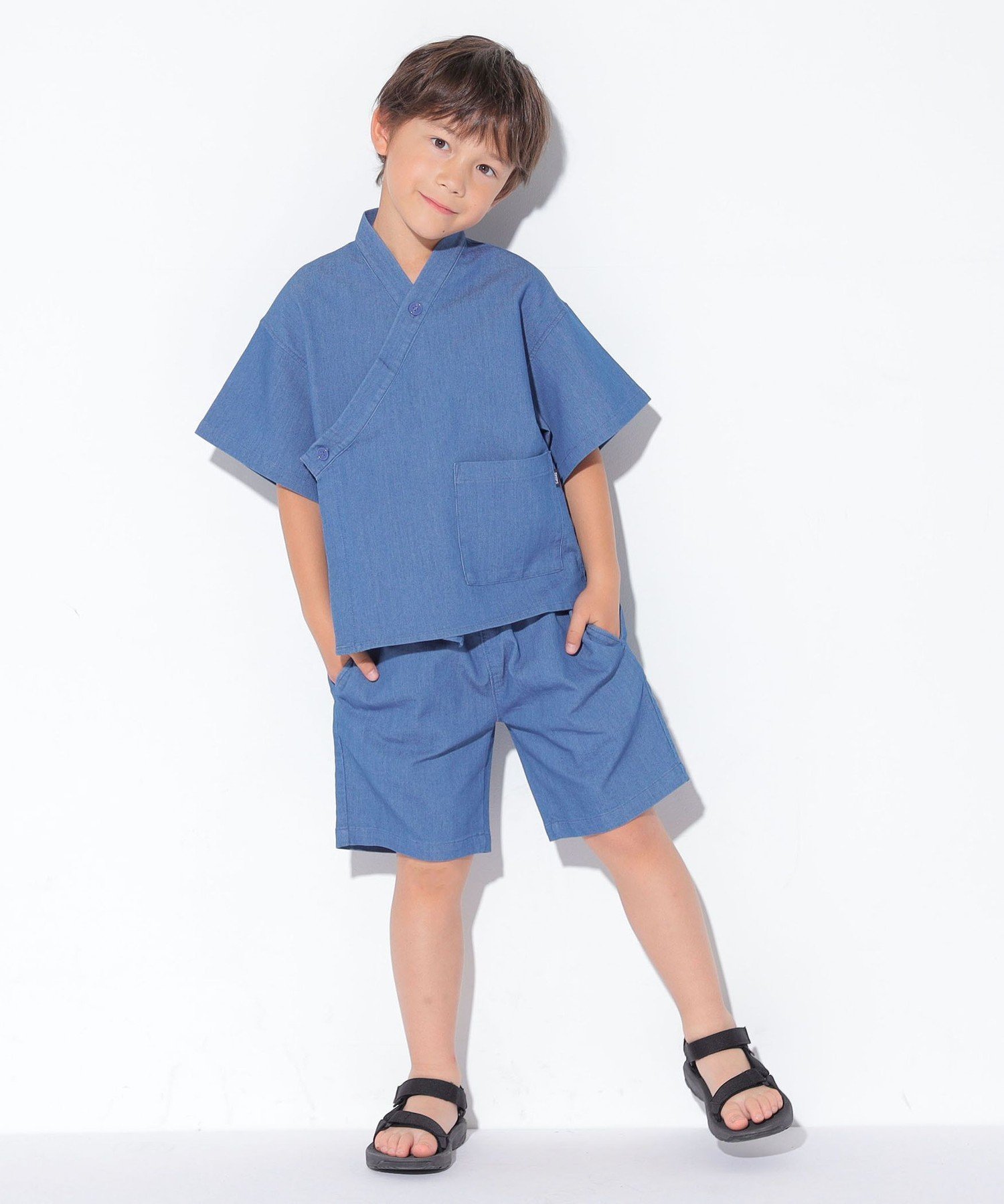 【シップス/SHIPS / KIDS】のSHIPS KIDS 100~130cm / デニム 甚平 人気、トレンドファッション・服の通販 founy(ファニー) 　ファッション　Fashion　キッズファッション　Fashion for Kids　財布　Wallet, Purse　デニム　Denim, Jeans Material　ハンカチ　Handkerchief, Hanky　パッチ　Patch, Appliqué　ポケット　Pocket, Pocket Detail　リラックス　Relax, Relaxed Fit　おすすめ　Recommended / Our Picks　日本製　Made In Japan　夏　Summer　ギフト プレゼント　Gift / Present　 other-1|ID: prp329100004962345 ipo3291000000037228490