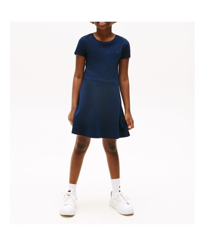 【トミーヒルフィガー/TOMMY HILFIGER / KIDS】のGIRLS エッセンシャルスケーターショートスリーブワンピース インテリア・キッズ・メンズ・レディースファッション・服の通販 founy(ファニー) https://founy.com/ ファッション Fashion キッズファッション Fashion for Kids ワンピース Dresses アメリカン American Style クラシック Classic, Timeless Style ゴルフ Golf シンプル Simple, Minimal デニム Denim, Jeans Material フレア Flare, Flared モダン Modern, Contemporary 人気 Popular, Best Seller 半袖 Short Sleeve, Half Sleeve |ID: prp329100004962346 ipo3291000000037228492