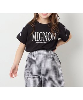 【アー ヴェー ヴェー/a.v.v / KIDS】の120-160 【WEB限定】リボンロゴプリントTシャツ 大人の最旬トレンドファッション＆コーディネート founy(ファウニー) ファッション Fashion キッズファッション Fashion for Kids カットソー Cut and Sewn Top カーゴパンツ Cargo Pants, Utility Pants ガーリー Girly, Feminine Style スポーティ Sporty, Casual Athletic ダブル Double, Double-Breasted デニム Denim, Jeans Material プリント Print, Printed Pattern ボトム Bottoms, Lower Wear リボン Ribbon, Bow ワンポイント One Point, Statement Accent 再入荷 Restock / Back in Stock |ID:prp329100004962366