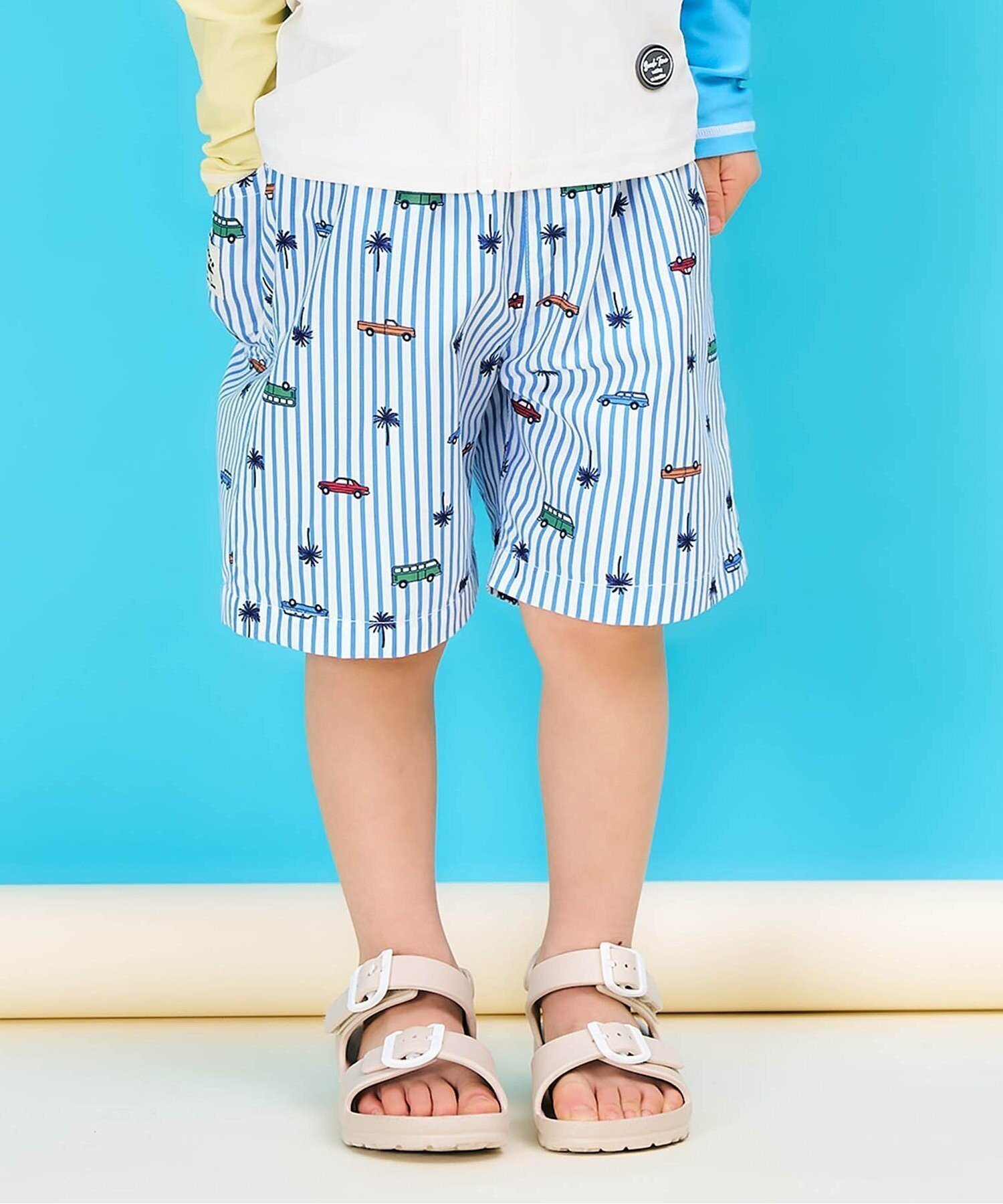 【エフオー オンラインストア/F.O.Online Store / KIDS】の【リンク】アイス・トロピカル・ストライプ柄トランクス水着 UVカット インテリア・キッズ・メンズ・レディースファッション・服の通販 founy(ファニー) 　ファッション　Fashion　キッズファッション　Fashion for Kids　おすすめ　Recommended / Our Picks　イエロー　Yellow　インナー　Innerwear　ショーツ　Shorts, Short Pants　ストライプ　Stripe, Striped Pattern　プリント　Print, Printed Pattern　ポケット　Pocket, Pocket Detail　リゾート　Resort, Vacation Style　ワンポイント　One Point, Statement Accent　夏　Summer　水着　Swimsuit, Swimwear　ブルー|ID: prp329100004962377 ipo3291000000037228612