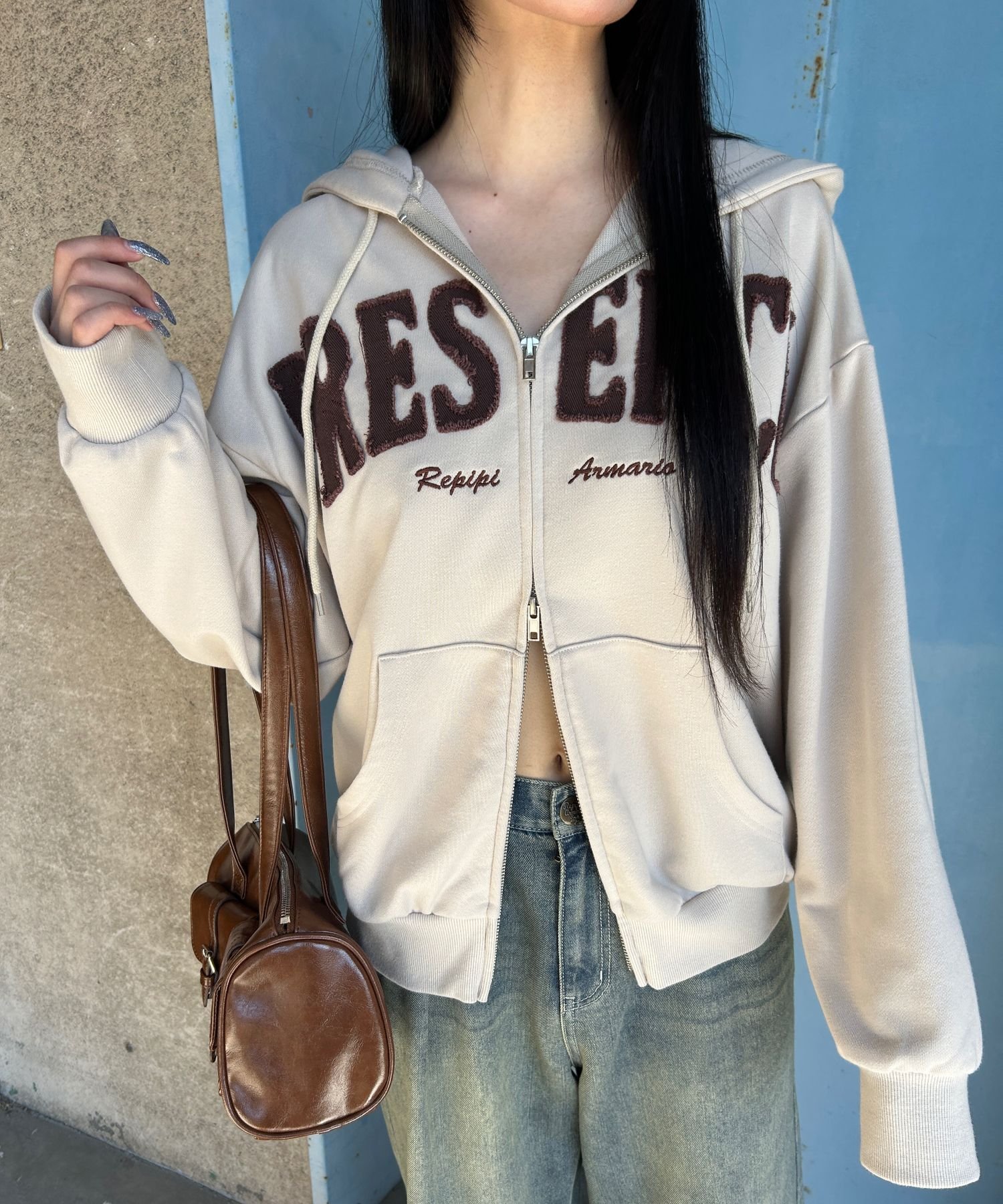 【レピピアルマリオ/repipi armario / KIDS】のワッペンルーズZIPパーカー 人気、トレンドファッション・服の通販 founy(ファニー) 　ファッション　Fashion　キッズファッション　Fashion for Kids　おすすめ　Recommended / Our Picks　インナー　Innerwear　カーゴパンツ　Cargo Pants, Utility Pants　スウェット / スエット　Sweatshirt, Sweatwear　チェック　Check, Plaid, Tartan　デニム　Denim, Jeans Material　パーカー　Hoodie, Parka　フロント　Front, Front Design　ボトム　Bottoms, Lower Wear　ルーズ　Loose, Oversized　ロング　Long, Long-Length　 other-1|ID: prp329100004962384 ipo3291000000037228640