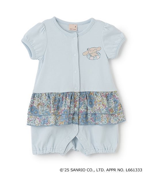 【ナルミヤ オンライン/NARUMIYA ONELINE / KIDS】の【サンリオキャラクターズ】切替フリルカバーオール インテリア・キッズ・メンズ・レディースファッション・服の通販 founy(ファニー) 　ファッション　Fashion　キッズファッション　Fashion for Kids　キャラクター　Character, Licensed Characters　フィット　Fit, Slim Fit　フリル　Frill, Ruffle　ポケット　Pocket, Pocket Detail　切替　Switching, Contrast Panel　サックス|ID: prp329100004962386 ipo3291000000037228654