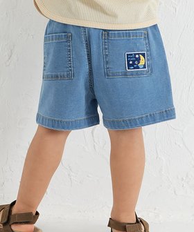 【モイモルン/moimoln / KIDS】のサン ムーンデニムショートパンツ 人気、トレンドファッション・服の通販 founy(ファニー) ファッション Fashion キッズファッション Fashion for Kids ボトムス Bottoms ギフト プレゼント Gift / Present シンプル Simple, Minimal ストレッチ Stretch, Stretchy Fabric フィット Fit, Slim Fit ポケット Pocket, Pocket Detail 人気 Popular, Best Seller |ID:prp329100004962424