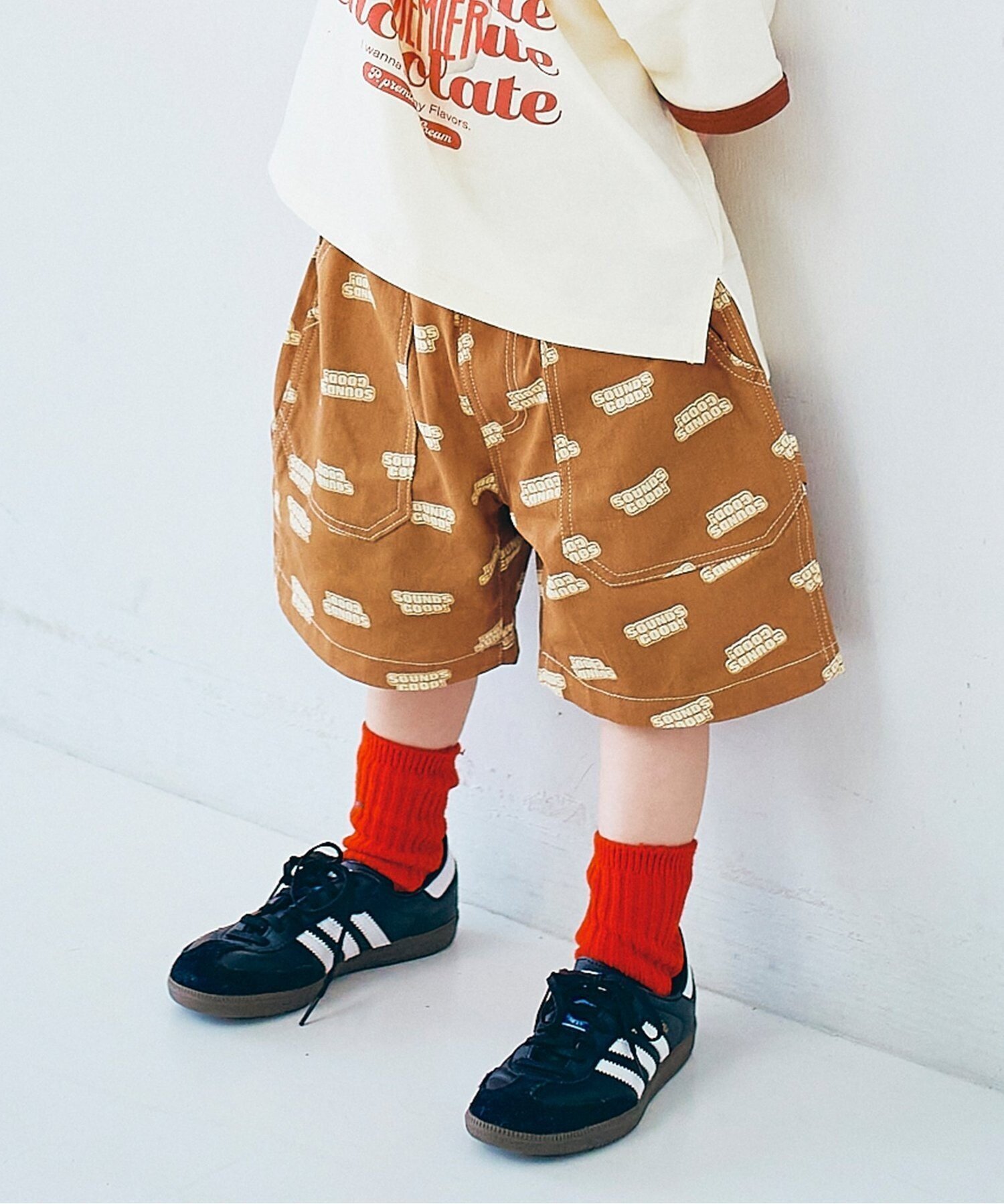 【エフオー オンラインストア/F.O.Online Store / KIDS】のイロチ買いしたい総柄ツイルワークハーフパンツ インテリア・キッズ・メンズ・レディースファッション・服の通販 founy(ファニー) 　ファッション　Fashion　キッズファッション　Fashion for Kids　ボトムス　Bottoms　シンプル　Simple, Minimal　ハーフ　Half, Half-Length　ブリーチ　Bleach, Washed Finish　プリント　Print, Printed Pattern　ベーシック　Basic, Essential　ポケット　Pocket, Pocket Detail　無地　Plain, Solid Color　ユーズド　Used, Vintage-Look　おすすめ　Recommended / Our Picks　キャメル|ID: prp329100004962428 ipo3291000000037228836