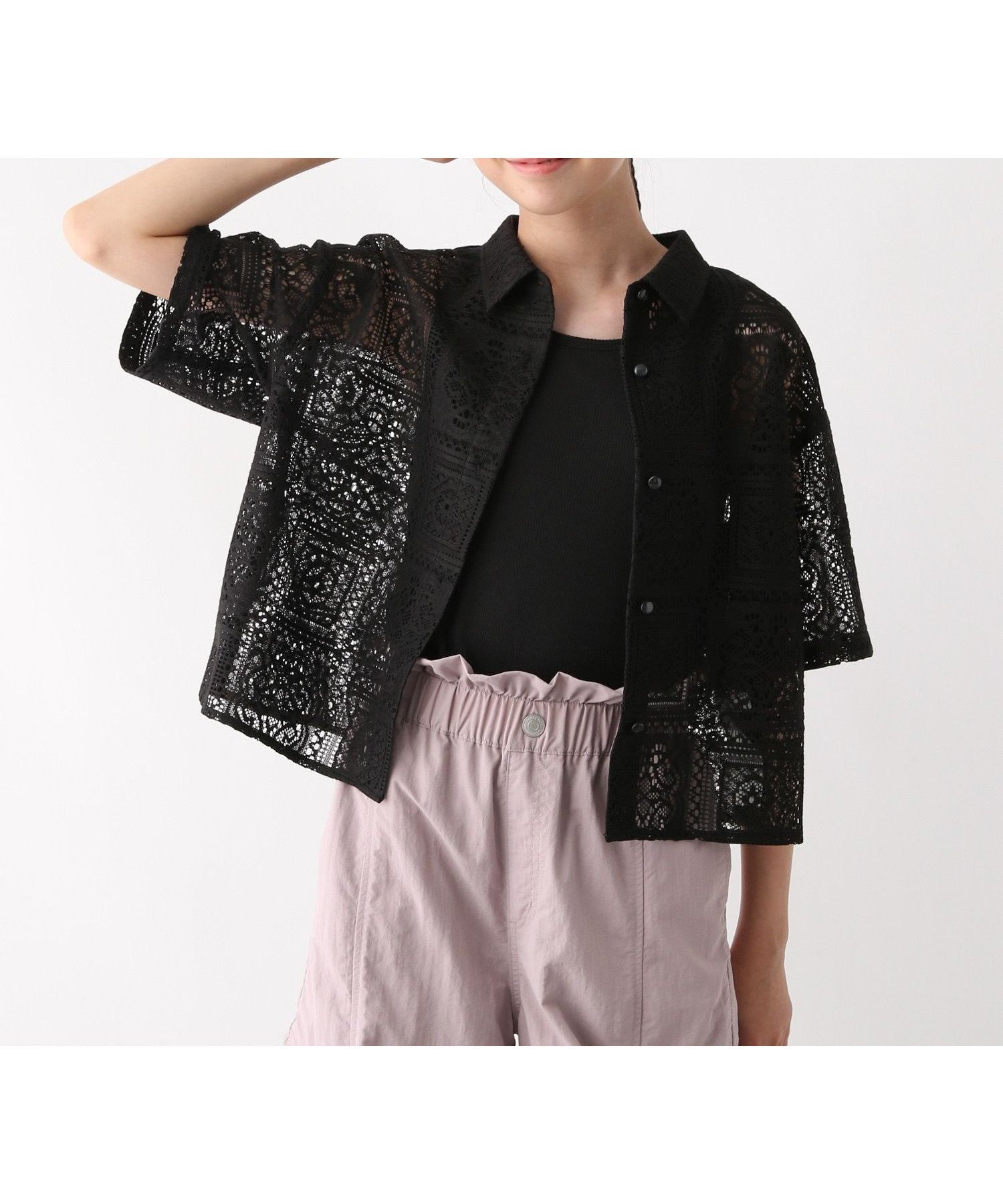 【グローバルワーク/GLOBAL WORK / KIDS】のイージーケアレースシャツ半袖/キッズ/584709 インテリア・キッズ・メンズ・レディースファッション・服の通販 founy(ファニー) 　ファッション　Fashion　キッズファッション　Fashion for Kids　おすすめ　Recommended / Our Picks　インナー　Innerwear　キャミ　Camisole, Cami Top　シアー　Sheer, See-Through　ショーツ　Shorts, Short Pants　タンク　Tank Top, Sleeveless Top　デニム　Denim, Jeans Material　トレンド　Trend, Trending Now　ボトム　Bottoms, Lower Wear　レース　Lace, Lace Fabric　ワイド　Wide, Wide Fit　今季　This Season, Current Season　半袖　Short Sleeve, Half Sleeve　ブラック09|ID: prp329100004962435 ipo3291000000037228872