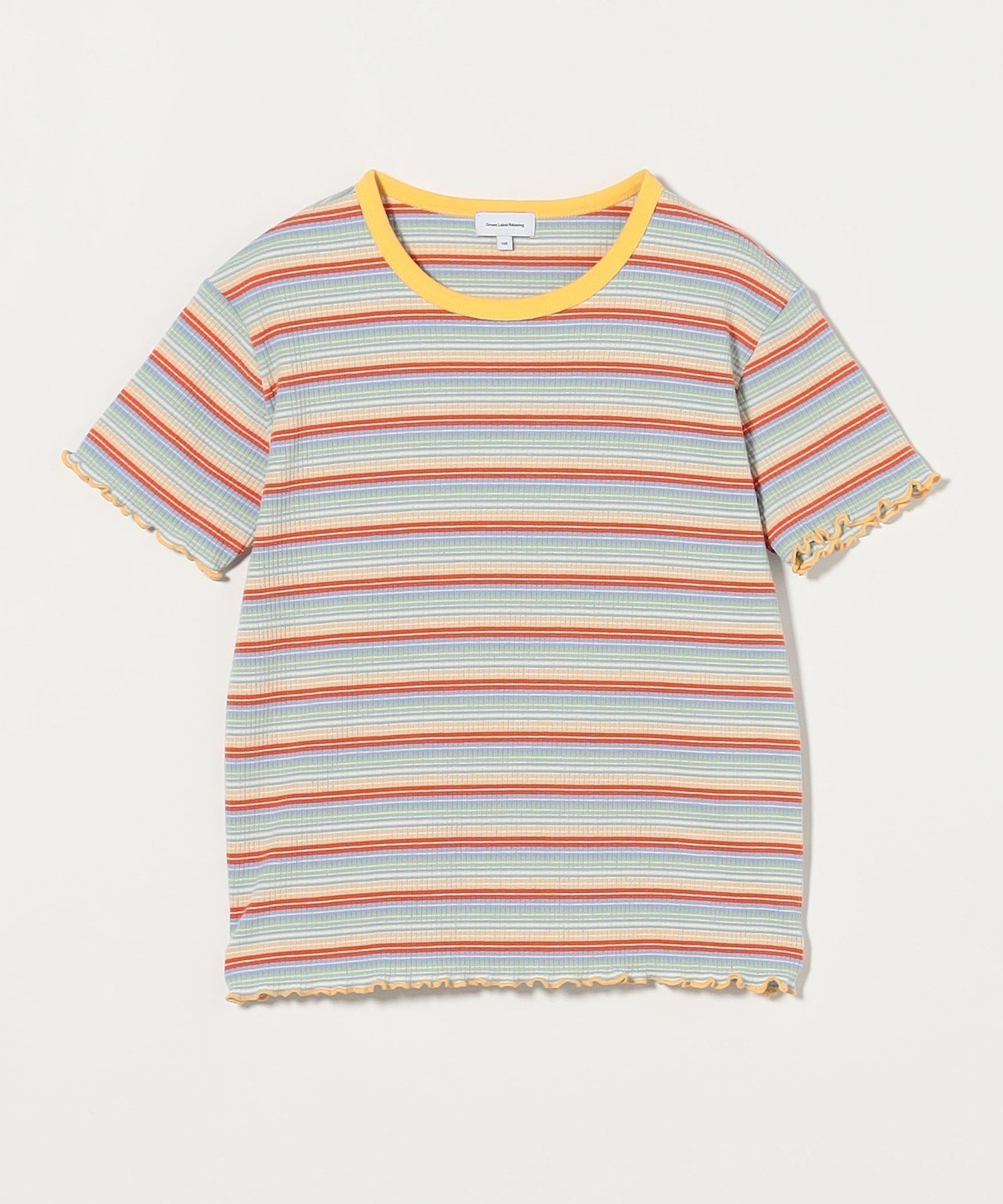 【ユナイテッドアローズ/UNITED ARROWS / KIDS】のテレコ マルチボーダーTシャツ / キッズ 140cm-160cm インテリア・キッズ・メンズ・レディースファッション・服の通販 founy(ファニー) 　ファッション　Fashion　キッズファッション　Fashion for Kids　カットソー　Cut and Sewn Top　テレコ　Ribbed, Rib Stitch　ボーダー　Border, Stripe　アウトレット　Outlet / Clearance　ORANGE|ID: prp329100004962441 ipo3291000000037228894