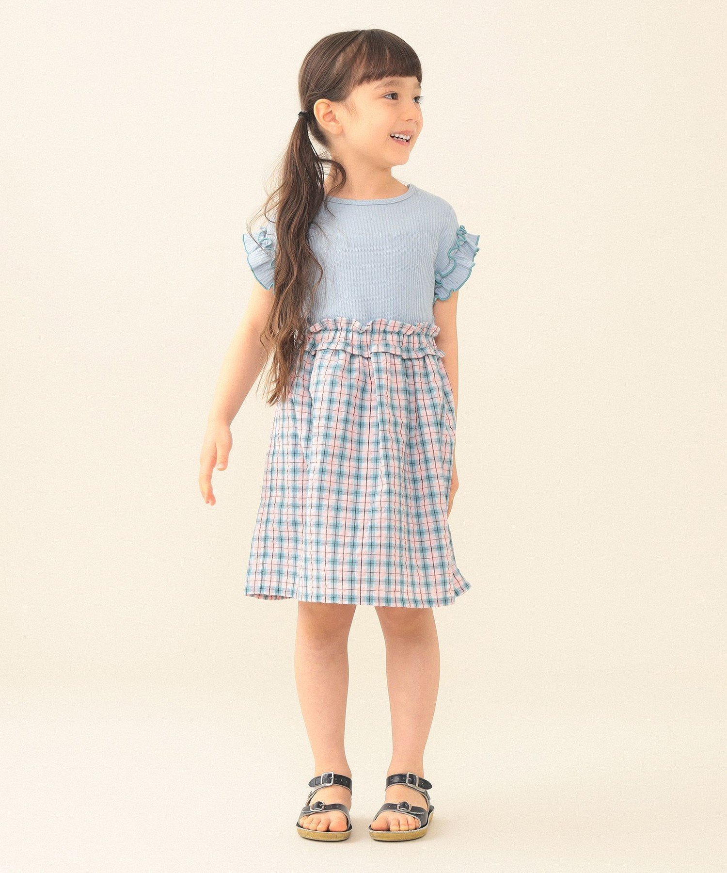 【ビームス ミニ/BEAMS mini / KIDS】のワッフル 切り替え ワンピース 2026SS(90~140cm) インテリア・キッズ・メンズ・レディースファッション・服の通販 founy(ファニー) 　ファッション　Fashion　キッズファッション　Fashion for Kids　ワンピース　Dresses　春　Spring　サッカー　Seersucker, Summer Fabric　チェック　Check, Plaid, Tartan　ドッキング　Docking, Mixed Material　フリル　Frill, Ruffle　ベーシック　Basic, Essential　ワッフル　Waffle, Waffle Knit　S/S・春夏　SS, Spring/Summer, Warm Season　おすすめ　Recommended / Our Picks　夏　Summer　2026年　2026　2026春夏・S/S　Spring/Summer 2026 SS26　SAXE|ID: prp329100004962447 ipo3291000000037228914