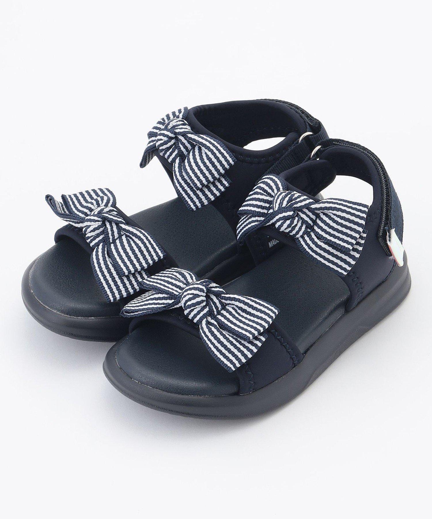 【エニー/ANY / KIDS】のリボンスポサン インテリア・キッズ・メンズ・レディースファッション・服の通販 founy(ファニー) 　ファッション　Fashion　キッズファッション　Fashion for Kids　ガーリー　Girly, Feminine Style　サンダル　Sandals, Summer Shoes　ストライプ　Stripe, Striped Pattern　スポーツ　Sports, Activewear　ソックス　Socks, Hosiery　リボン　Ribbon, Bow　人気　Popular, Best Seller　夏　Summer　ネイビー[075]|ID: prp329100004962464 ipo3291000000037229126