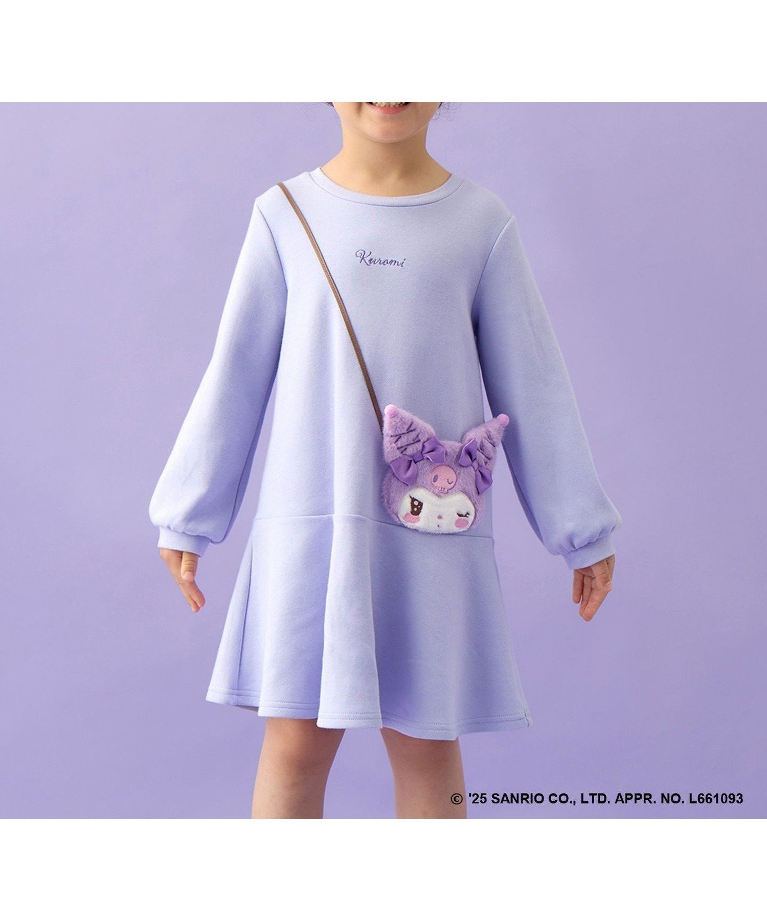 【エニー/ANY / KIDS】の【マイメロディ クロミ×ANY KIDS】ポシェット ワンピース インテリア・キッズ・メンズ・レディースファッション・服の通販 founy(ファニー) 　ファッション　Fashion　キッズファッション　Fashion for Kids　ワンピース　Dresses　カットソー　Cut and Sewn Top　キャラクター　Character, Licensed Characters　チェック　Check, Plaid, Tartan　ティアードスカート　Tiered Skirt, Flounced Skirt　トレーナー　Sweatshirt, Trainer　人気　Popular, Best Seller　長袖　Long Sleeve, Full Sleeve　ビジュー　Bijou, Jewel-like Accent　ブルゾン　Blouson, Bomber Jacket　ポケット　Pocket, Pocket Detail　ポシェット　Pochette, Mini Bag　リボン　Ribbon, Bow　ラベンダー×クロミ[082]|ID: prp329100004962467 ipo3291000000037229141