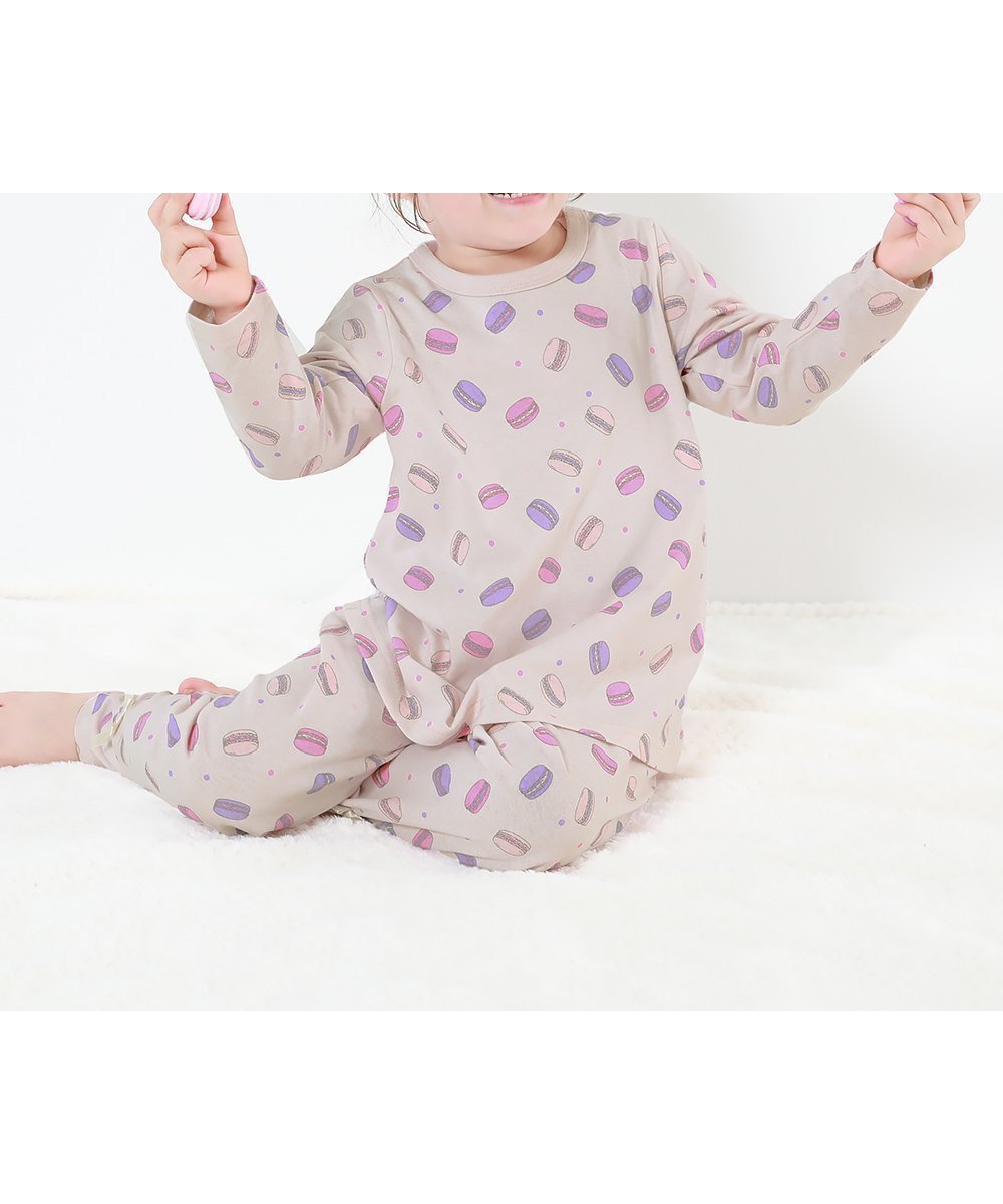 【デビロック/devirock / KIDS】の綿100% ガールズ くしゅっと裾リボン 長袖パジャマ パジャマ ルームウェア 25AW インテリア・キッズ・メンズ・レディースファッション・服の通販 founy(ファニー) 　ファッション　Fashion　キッズファッション　Fashion for Kids　長袖　Long Sleeve, Full Sleeve　パジャマ　Pajamas, Sleepwear　リボン　Ribbon, Bow　おすすめ　Recommended / Our Picks　2025年　2025　2025-2026秋冬・A/W　Autumn/Winter 2025–26 AW25–26　017-マカロン-パウダーピンク|ID: prp329100004962469 ipo3291000000037229158