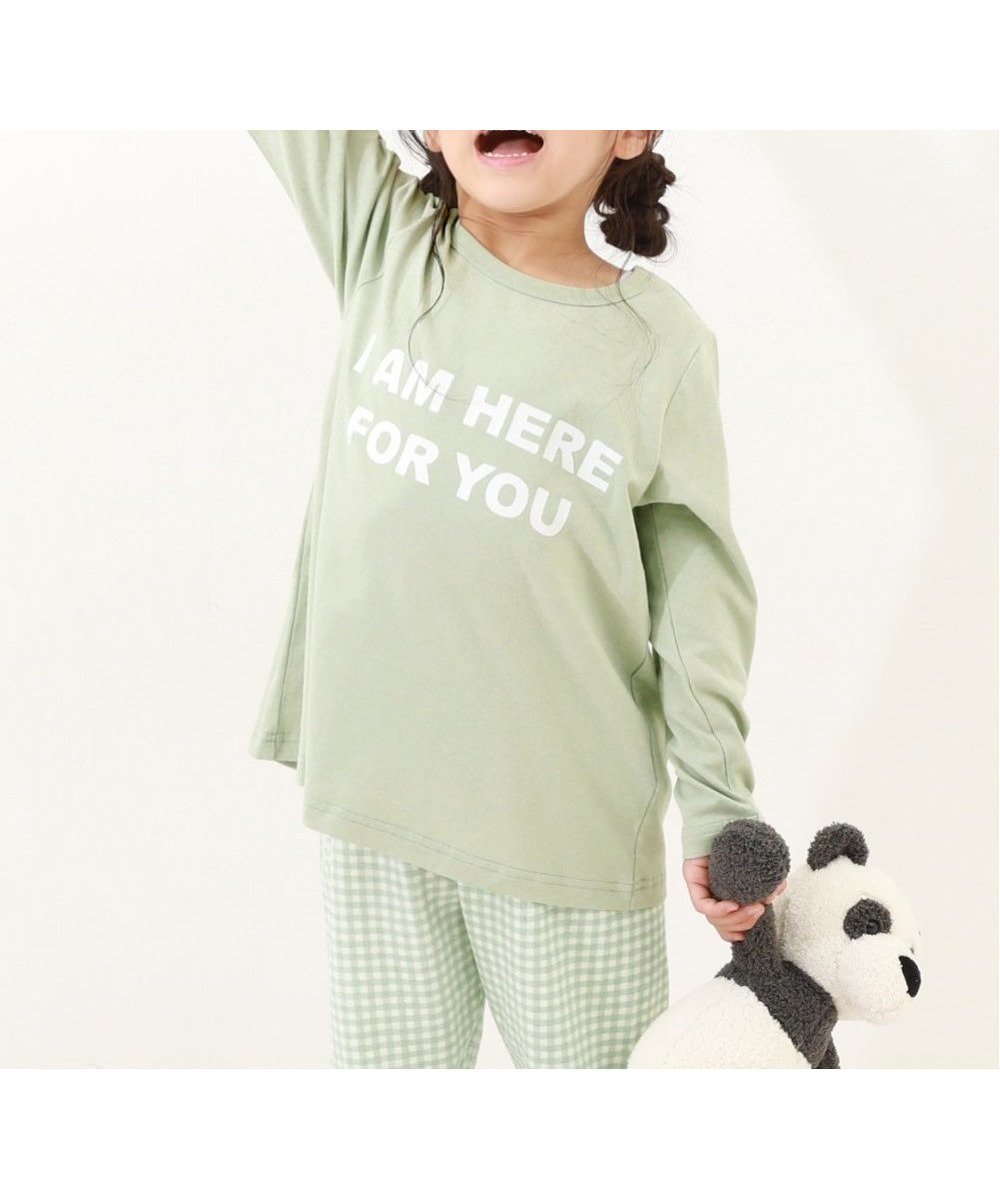 【デビロック/devirock / KIDS】の綿100% ガールズ くしゅっと裾リボン 長袖パジャマ パジャマ ルームウェア 25AW インテリア・キッズ・メンズ・レディースファッション・服の通販 founy(ファニー) 　ファッション　Fashion　キッズファッション　Fashion for Kids　長袖　Long Sleeve, Full Sleeve　パジャマ　Pajamas, Sleepwear　リボン　Ribbon, Bow　おすすめ　Recommended / Our Picks　2025年　2025　2025-2026秋冬・A/W　Autumn/Winter 2025–26 AW25–26　014-ロゴ-Gグリーン|ID: prp329100004962469 ipo3291000000037229166