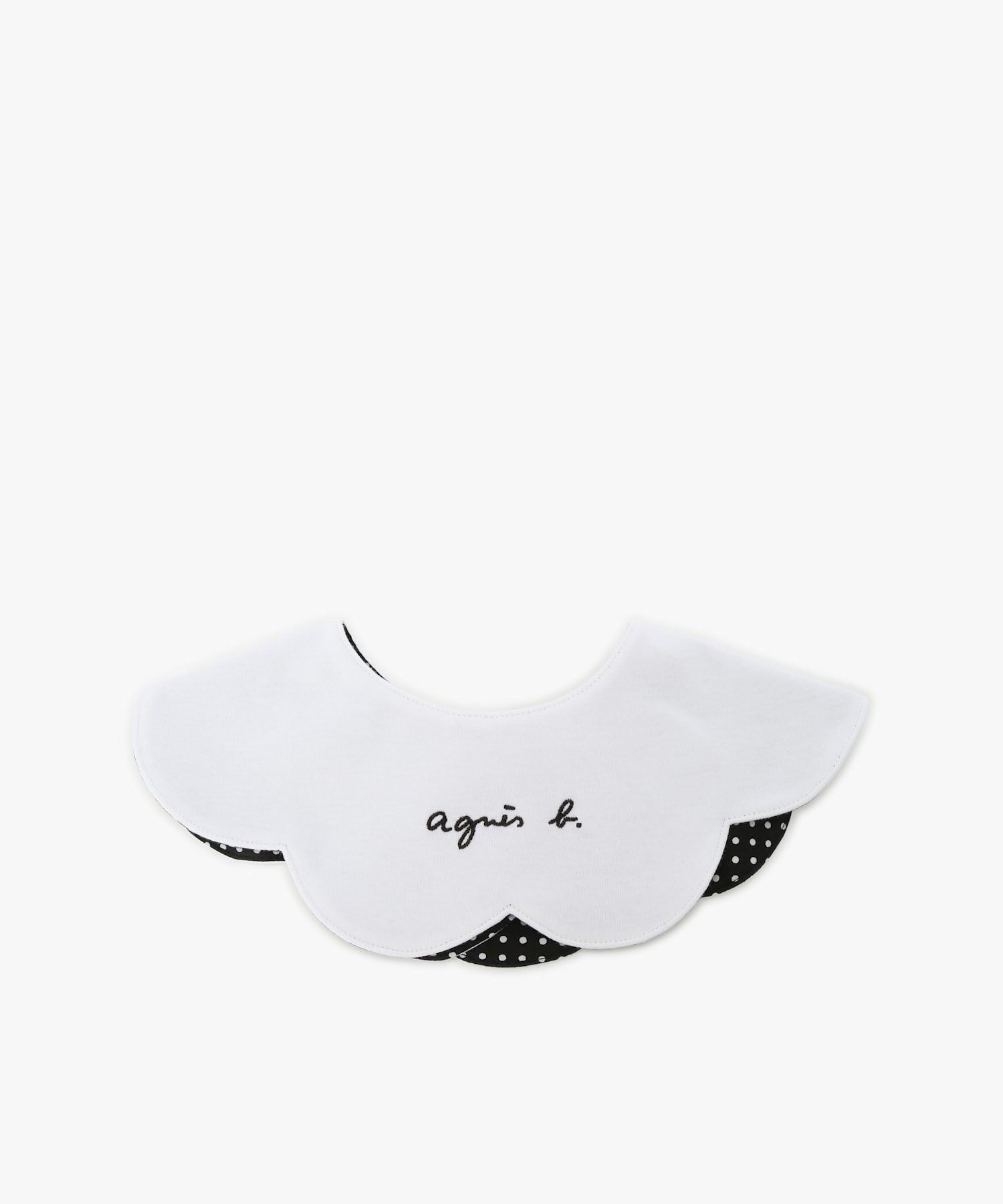 【アニエスベー ファム/agnes b. / KIDS】のベビー ロゴ刺繍 スカラップ リバーシブルスタイ インテリア・キッズ・メンズ・レディースファッション・服の通販 founy(ファニー) 　ファッション　Fashion　キッズファッション　Fashion for Kids　スカラップ　Scallop, Scalloped Edge　ドット　Polka Dot, Dot Pattern　フロント　Front, Front Design　ベビー　Baby, Babywear　リバーシブル　Reversible, Two-Sided　ブラック|ID: prp329100004962479 ipo3291000000037229223