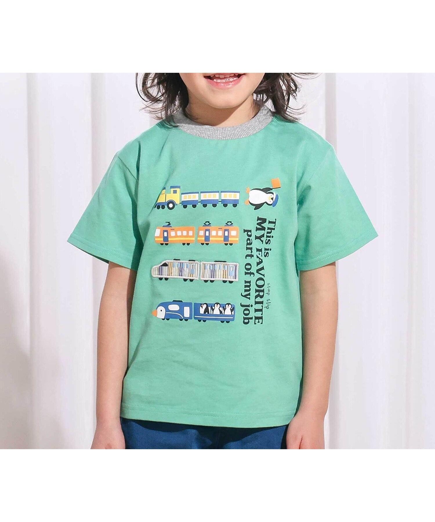 【ベベ オンライン ストア/BEBE ONLINE STORE / KIDS】のアニマルモチーフプリント天竺Tシャツ(80~130cm) インテリア・キッズ・メンズ・レディースファッション・服の通販 founy(ファニー) 　ファッション　Fashion　キッズファッション　Fashion for Kids　オレンジ　Orange　春　Spring　コレクション　Collection, Seasonal Line　テレコ　Ribbed, Rib Stitch　パッチ　Patch, Appliqué　フェイス　Face, Facial Design　フレンチ　French, French Style　プリント　Print, Printed Pattern　ボーダー　Border, Stripe　半袖　Short Sleeve, Half Sleeve　ワンポイント　One Point, Statement Accent　S/S・春夏　SS, Spring/Summer, Warm Season　夏　Summer　エレガント 上品　Elegant　2026年　2026　2026春夏・S/S　Spring/Summer 2026 SS26　グリーン|ID: prp329100004962482 ipo3291000000037229237