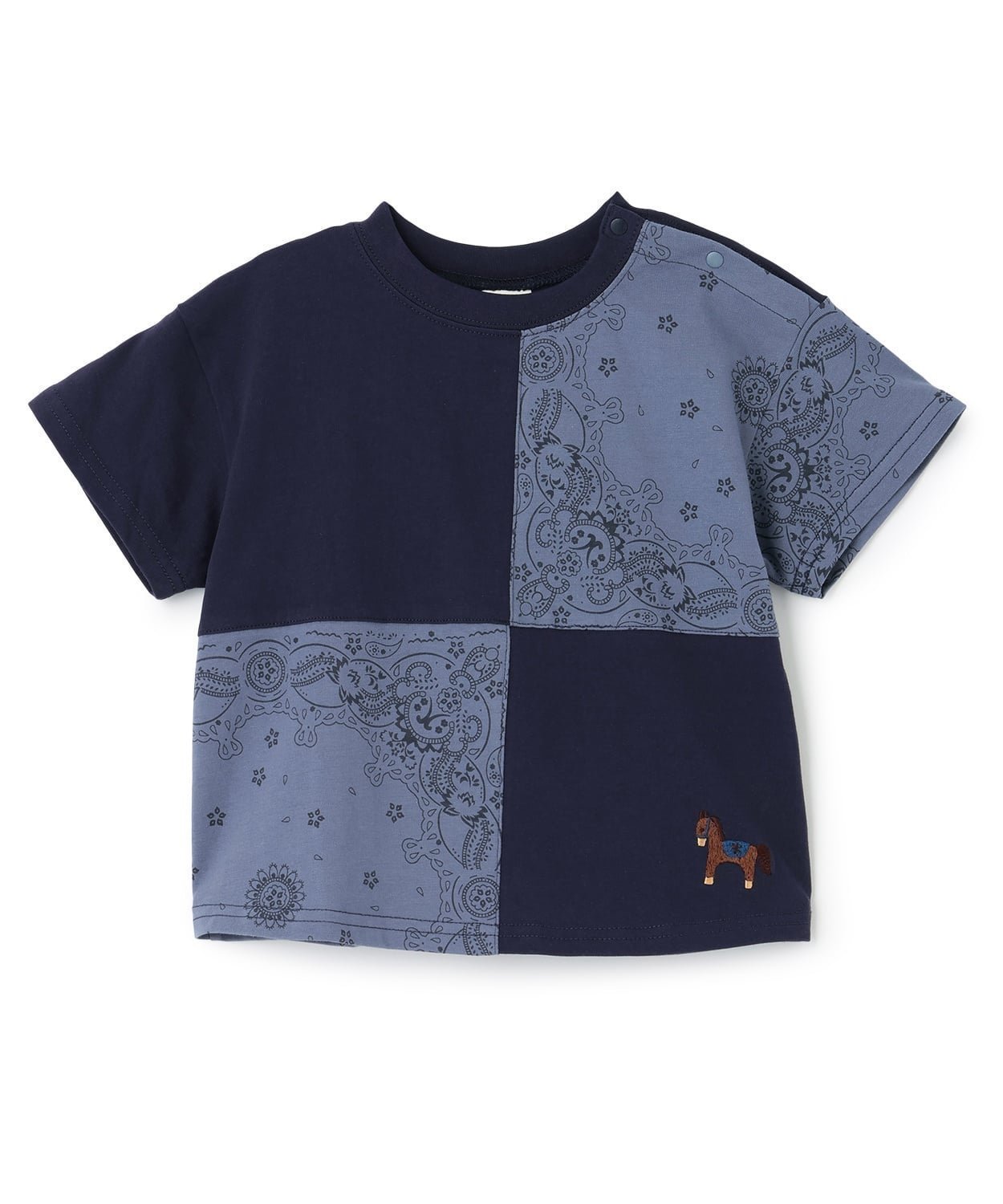 【ナルミヤ オンライン/NARUMIYA ONELINE / KIDS】のパッチワーク半袖Tシャツ インテリア・キッズ・メンズ・レディースファッション・服の通販 founy(ファニー) 　ファッション　Fashion　キッズファッション　Fashion for Kids　クラシカル　Classical, Vintage-Inspired　パッチワーク　Patchwork, Mixed Fabric　ベーシック　Basic, Essential　ポケット　Pocket, Pocket Detail　半袖　Short Sleeve, Half Sleeve　無地　Plain, Solid Color　紺|ID: prp329100004962484 ipo3291000000037229248