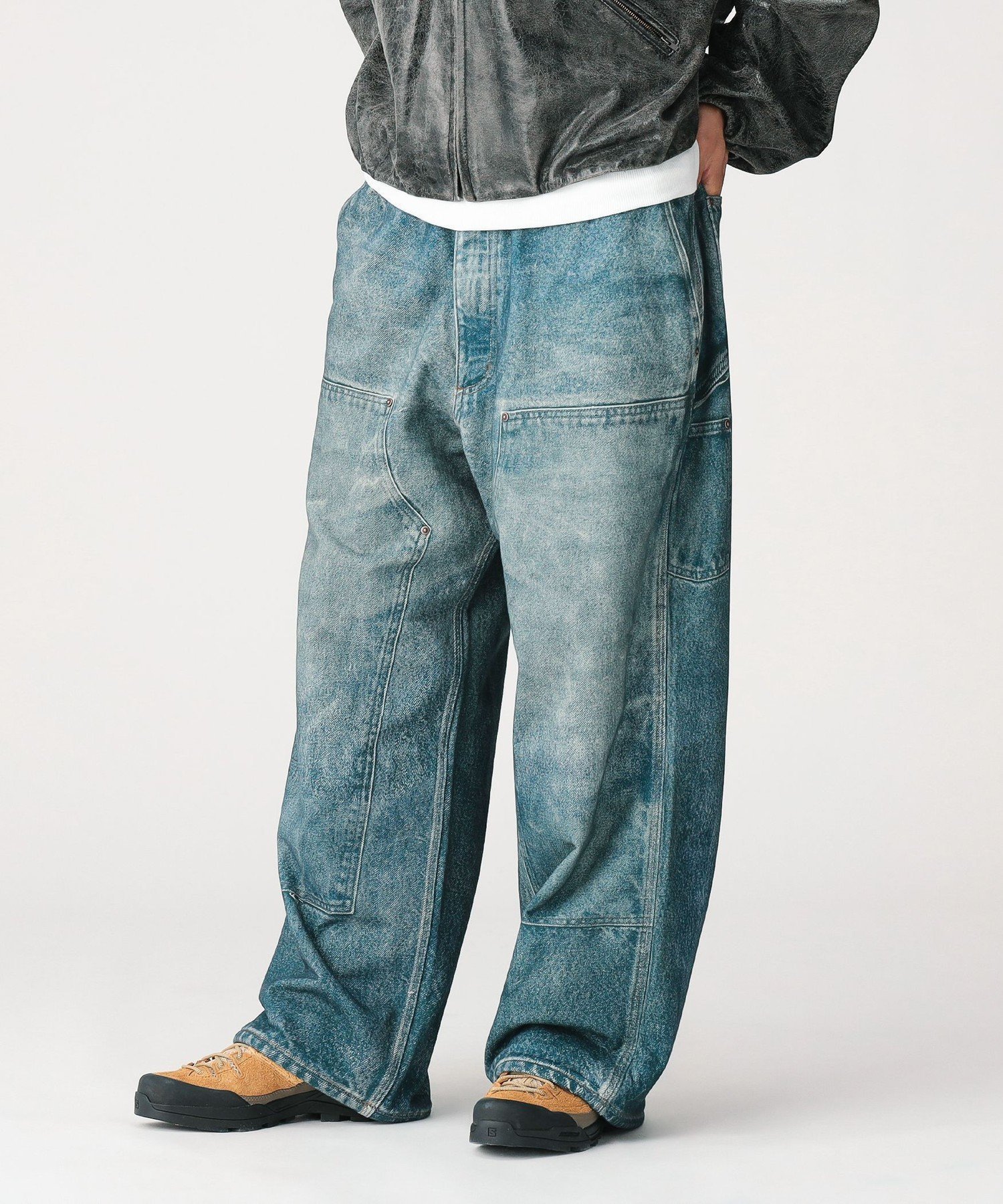 【ビームス/BEAMS / MEN】のモック プリント ダブルニー スウェットパンツ インテリア・キッズ・メンズ・レディースファッション・服の通販 founy(ファニー) 　ファッション　Fashion　メンズファッション　Fashion for Men　ボトムス　Bottoms　ヴィンテージ　Vintage Style　スタイリッシュ　Stylish, Fashionable　ダメージ　Distressed, Destroyed　プリント　Print, Printed Pattern　ポケット　Pocket, Pocket Detail　リアル　Real, Realistic　リラックス　Relax, Relaxed Fit　ループ　Loop, Loop Knit　FADE_NAVY|ID: prp329100004962532 ipo3291000000037229478