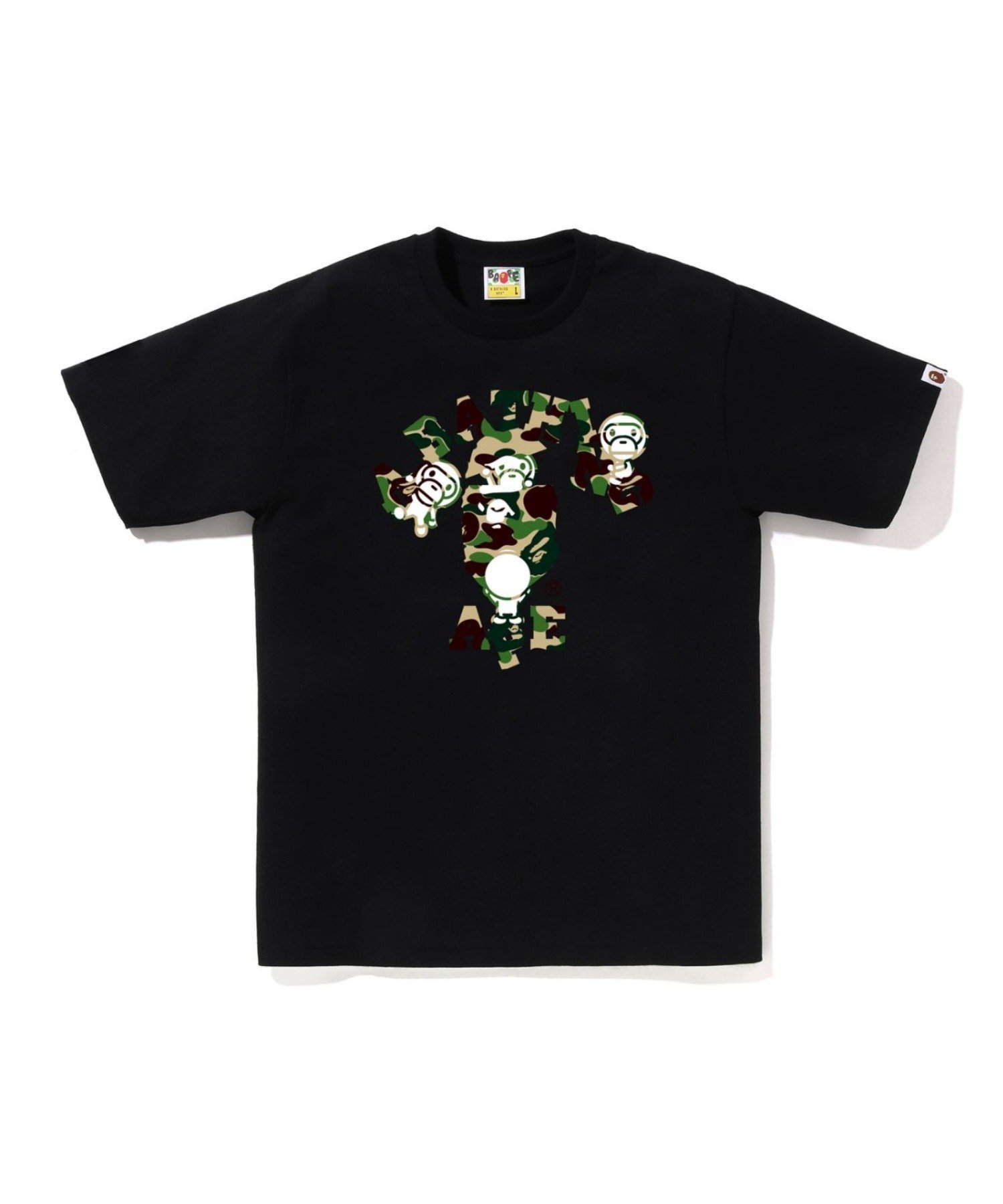 【アベイシングエイプ/A BATHING APE / MEN】のABC CAMO COLLEGE MILO TEE インテリア・キッズ・メンズ・レディースファッション・服の通販 founy(ファニー) 　ファッション　Fashion　メンズファッション　Fashion for Men　インナー　Innerwear　コレクション　Collection, Seasonal Line　ショート　Short, Short Length　スリーブ　Sleeve, Long Sleeve / Short Sleeve　パターン　Pattern, Design Print　フロント　Front, Front Design　プリント　Print, Printed Pattern　ラバー　Rubber, Rubber Sole　人気　Popular, Best Seller　BK×GR|ID: prp329100004962541 ipo3291000000037229525