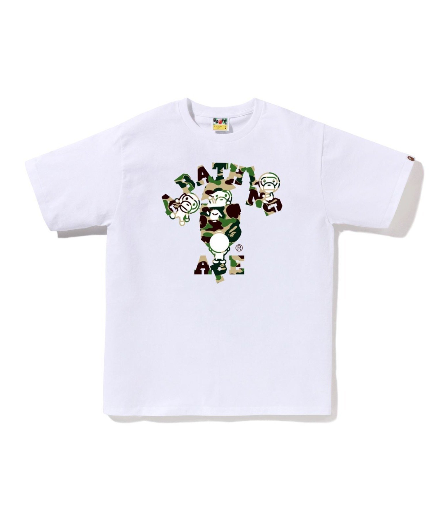 【アベイシングエイプ/A BATHING APE / MEN】のABC CAMO COLLEGE MILO TEE インテリア・キッズ・メンズ・レディースファッション・服の通販 founy(ファニー) 　ファッション　Fashion　メンズファッション　Fashion for Men　インナー　Innerwear　コレクション　Collection, Seasonal Line　ショート　Short, Short Length　スリーブ　Sleeve, Long Sleeve / Short Sleeve　パターン　Pattern, Design Print　フロント　Front, Front Design　プリント　Print, Printed Pattern　ラバー　Rubber, Rubber Sole　人気　Popular, Best Seller　WH×GR|ID: prp329100004962541 ipo3291000000037229528