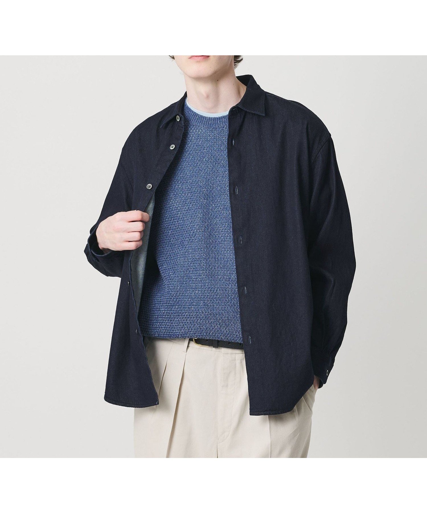 【ビューティ&ユース ユナイテッドアローズ/BEAUTY&YOUTH / UNITED ARROWS / MEN】の7.5oz サテンデニム レギュラー グランデ シャツ GRANDE型 インテリア・キッズ・メンズ・レディースファッション・服の通販 founy(ファニー) 　ファッション　Fashion　メンズファッション　Fashion for Men　カットソー　Cut and Sewn Top　サテン　Satin, Glossy Fabric　シンプル　Simple, Minimal　スラックス　Slacks, Dress Pants　デニム　Denim, Jeans Material　バランス　Balance, Style Balance　羽織　Haori, Light Jacket　リラックス　Relax, Relaxed Fit　レギュラー　Regular, Standard Fit　おすすめ　Recommended / Our Picks　エレガント 上品　Elegant　NAVY|ID: prp329100004962580 ipo3291000000037229688