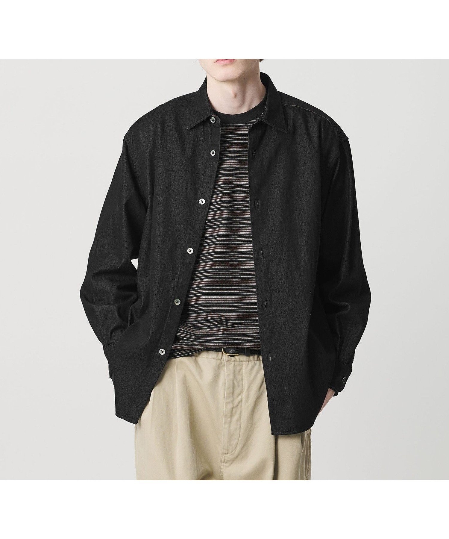 【ビューティ&ユース ユナイテッドアローズ/BEAUTY&YOUTH / UNITED ARROWS / MEN】の7.5oz サテンデニム レギュラー グランデ シャツ GRANDE型 インテリア・キッズ・メンズ・レディースファッション・服の通販 founy(ファニー) 　ファッション　Fashion　メンズファッション　Fashion for Men　カットソー　Cut and Sewn Top　サテン　Satin, Glossy Fabric　シンプル　Simple, Minimal　スラックス　Slacks, Dress Pants　デニム　Denim, Jeans Material　バランス　Balance, Style Balance　羽織　Haori, Light Jacket　リラックス　Relax, Relaxed Fit　レギュラー　Regular, Standard Fit　おすすめ　Recommended / Our Picks　エレガント 上品　Elegant　BLACK|ID: prp329100004962580 ipo3291000000037229689