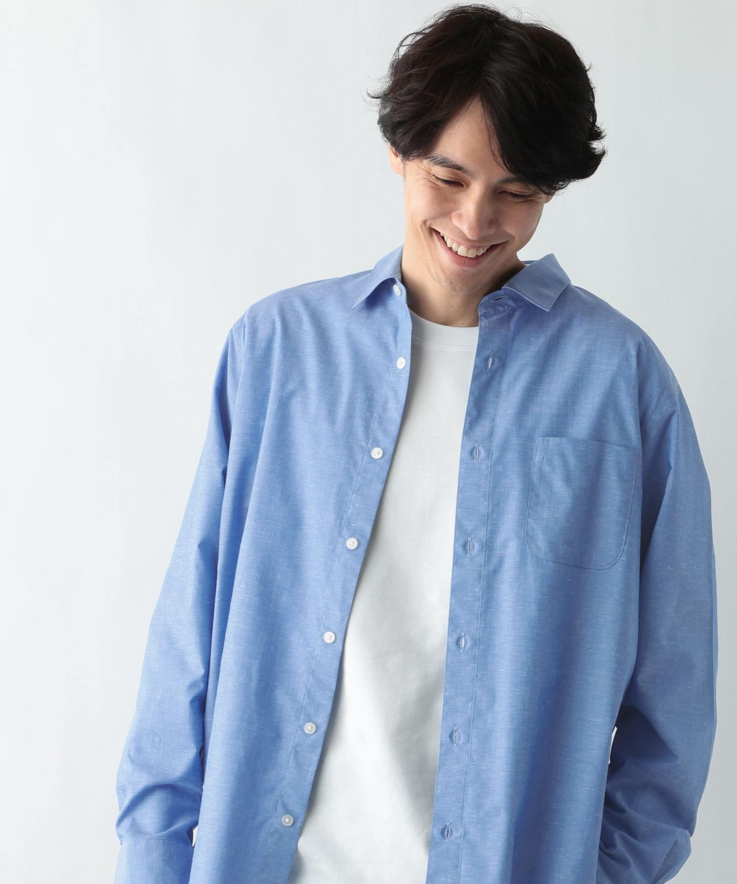 【グローバルワーク/GLOBAL WORK / MEN】のイージーケアリネンMIXシャツ/長袖/636461 インテリア・キッズ・メンズ・レディースファッション・服の通販 founy(ファニー) 　ファッション　Fashion　メンズファッション　Fashion for Men　おすすめ　Recommended / Our Picks　チェック　Check, Plaid, Tartan　デニム　Denim, Jeans Material　トレンド　Trend, Trending Now　リネン　Linen, Linen Fabric　夏　Summer　長袖　Long Sleeve, Full Sleeve　サックス80|ID: prp329100004962584 ipo3291000000037229706