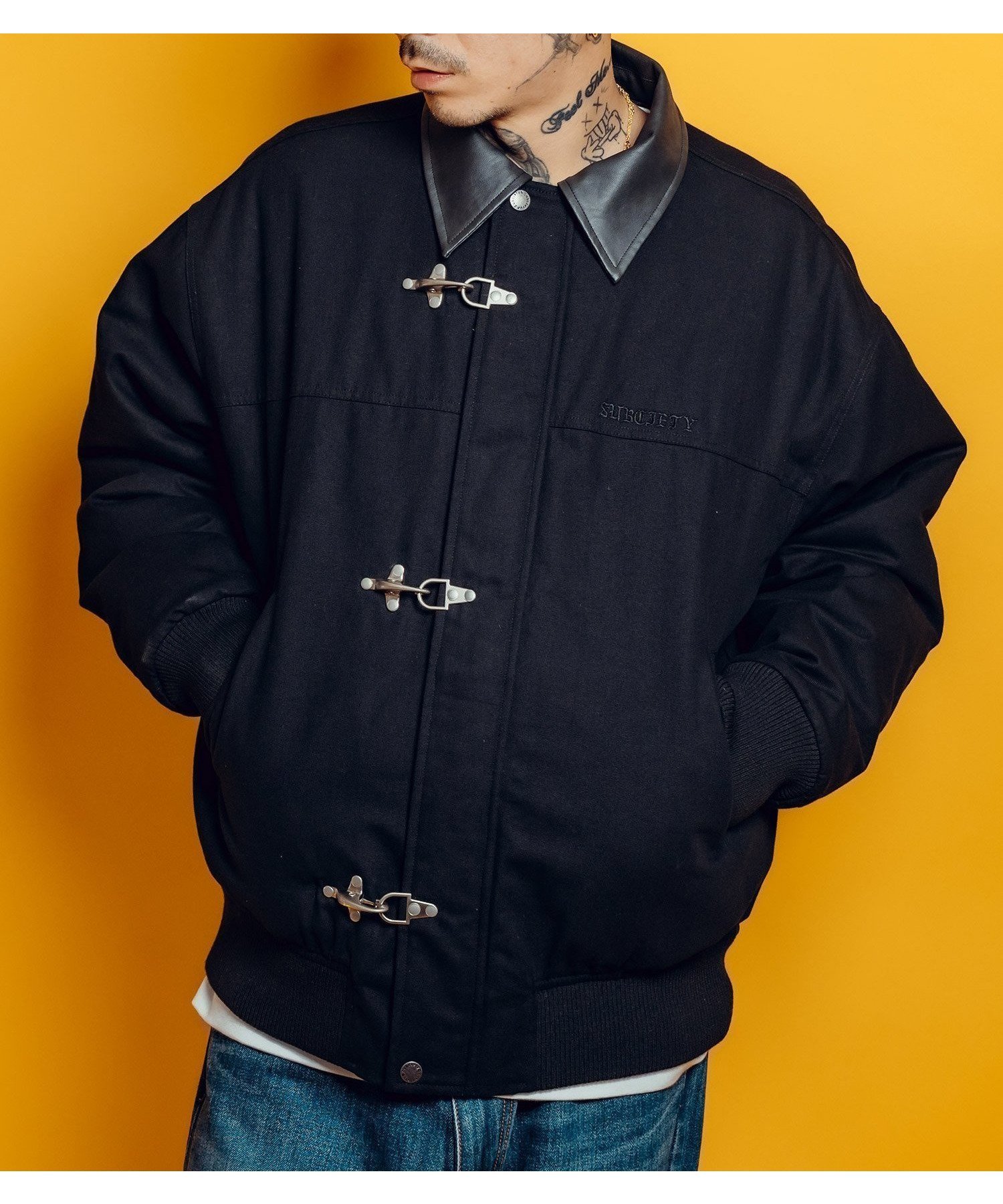 【サブサエティ/Subciety / MEN】のFireman clasp blouson インテリア・キッズ・メンズ・レディースファッション・服の通販 founy(ファニー) 　ファッション　Fashion　メンズファッション　Fashion for Men　キルティング　Quilted, Quilting　フェイクレザー　Faux Leather, PU Leather　ブルゾン　Blouson, Bomber Jacket　防寒　Cold Protection, Winter-Ready　リアル　Real, Realistic　再入荷　Restock / Back in Stock　BLACK|ID: prp329100004962591 ipo3291000000037229738